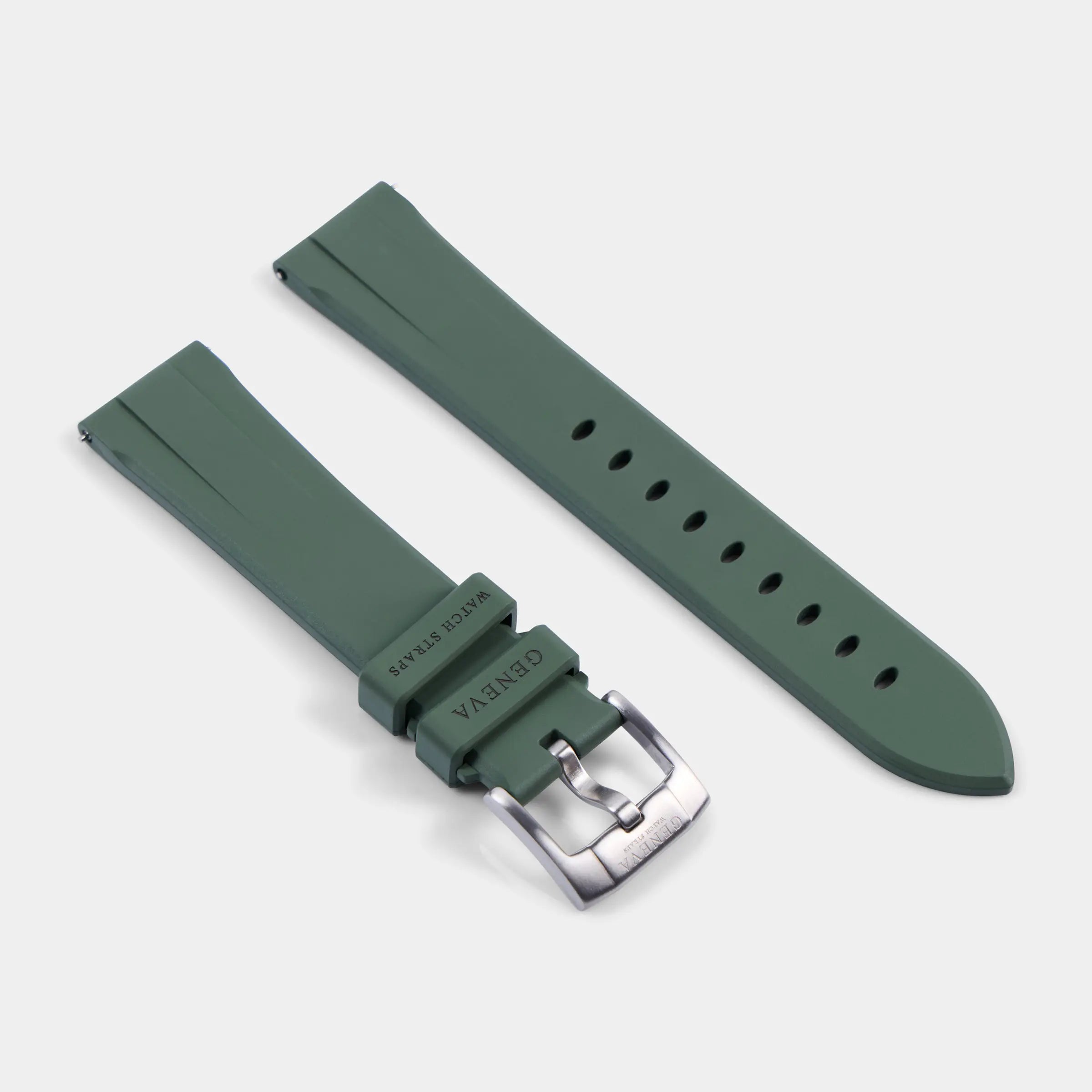 20mm Lug Width FKM Rubber Strap - Forest Green Geneva Watch Straps