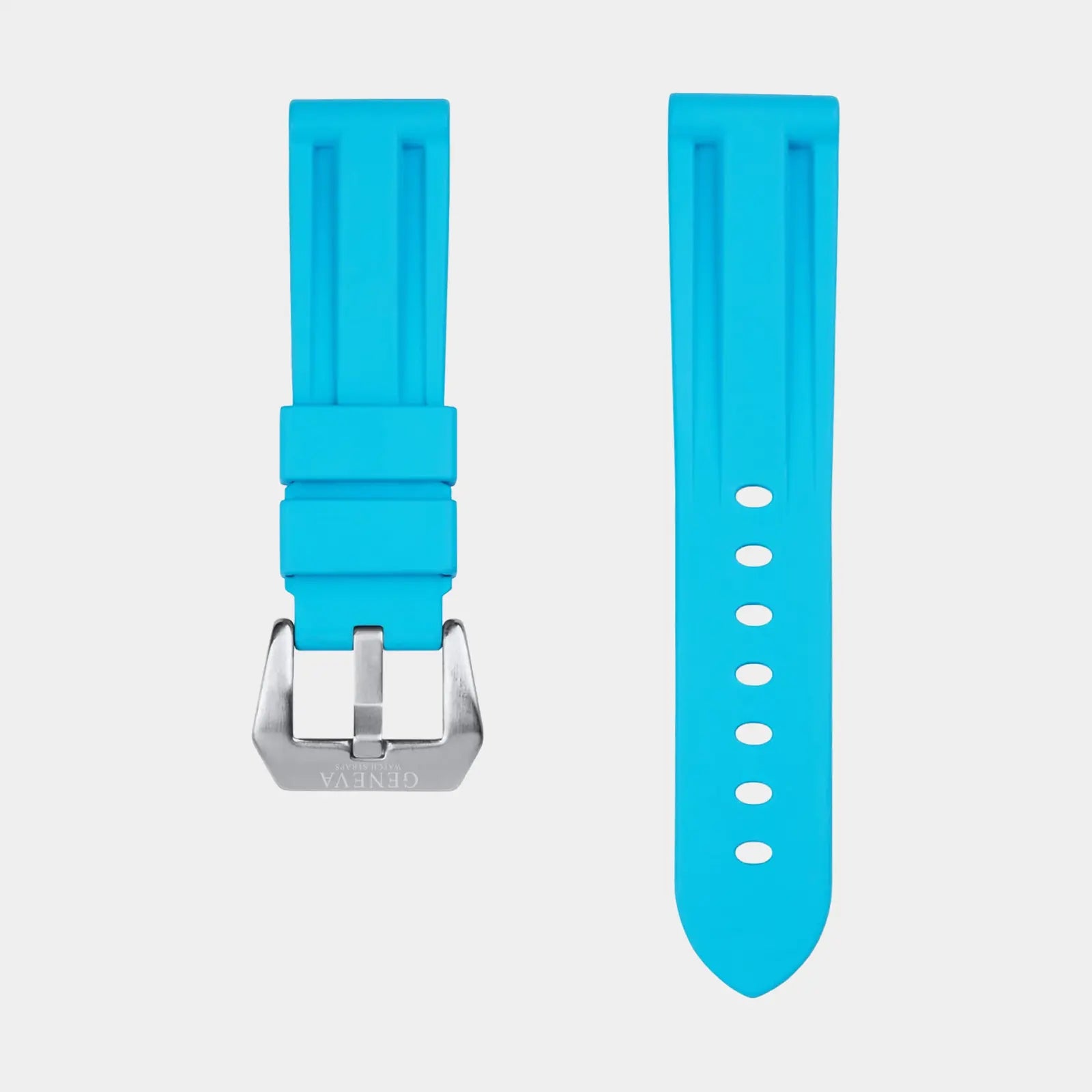 24mm Lug Width FKM Rubber Strap - Miami Blue Geneva Watch Straps