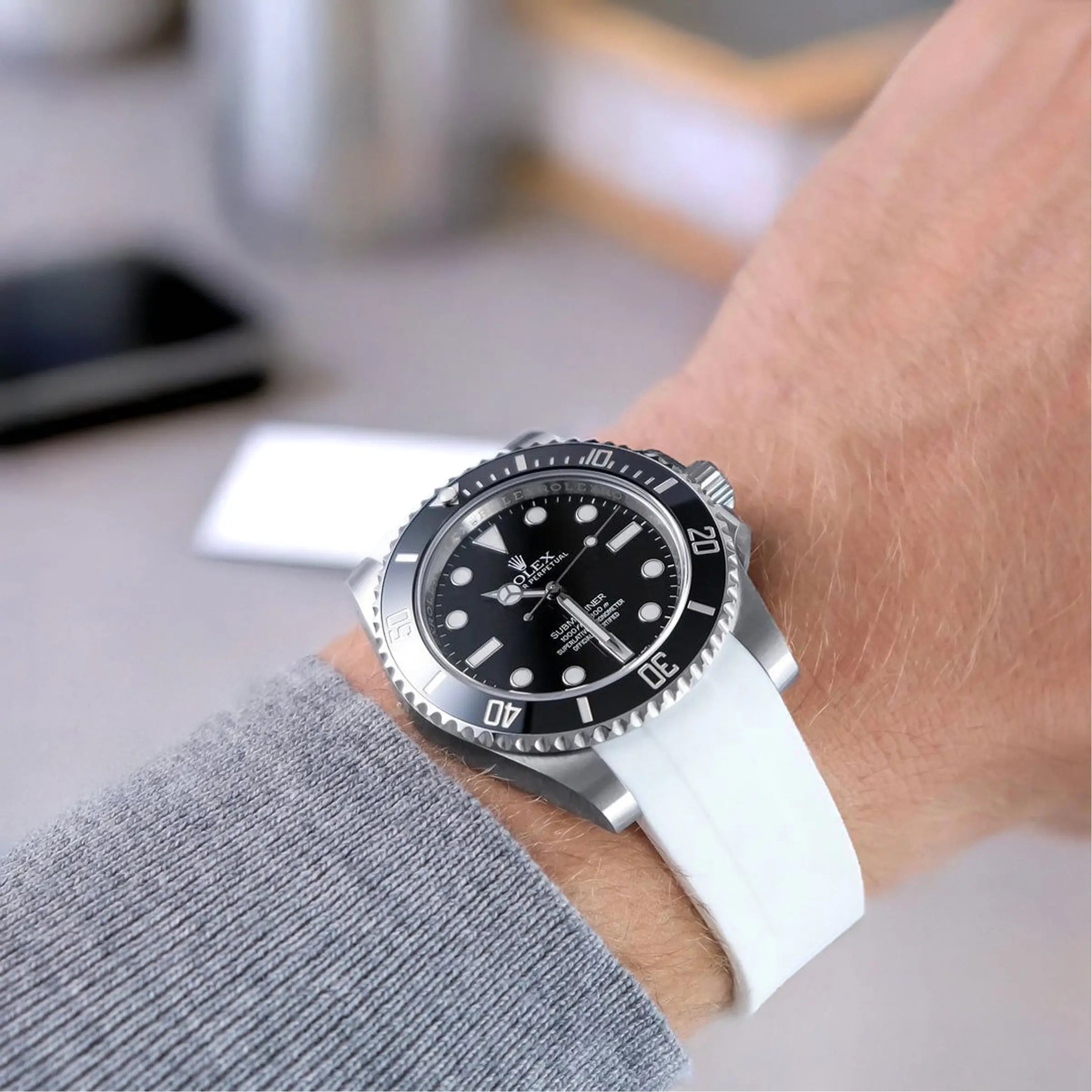 FKM Rubber Strap For Rolex Submariner 40 (Rolex Clasp Fitment) - White