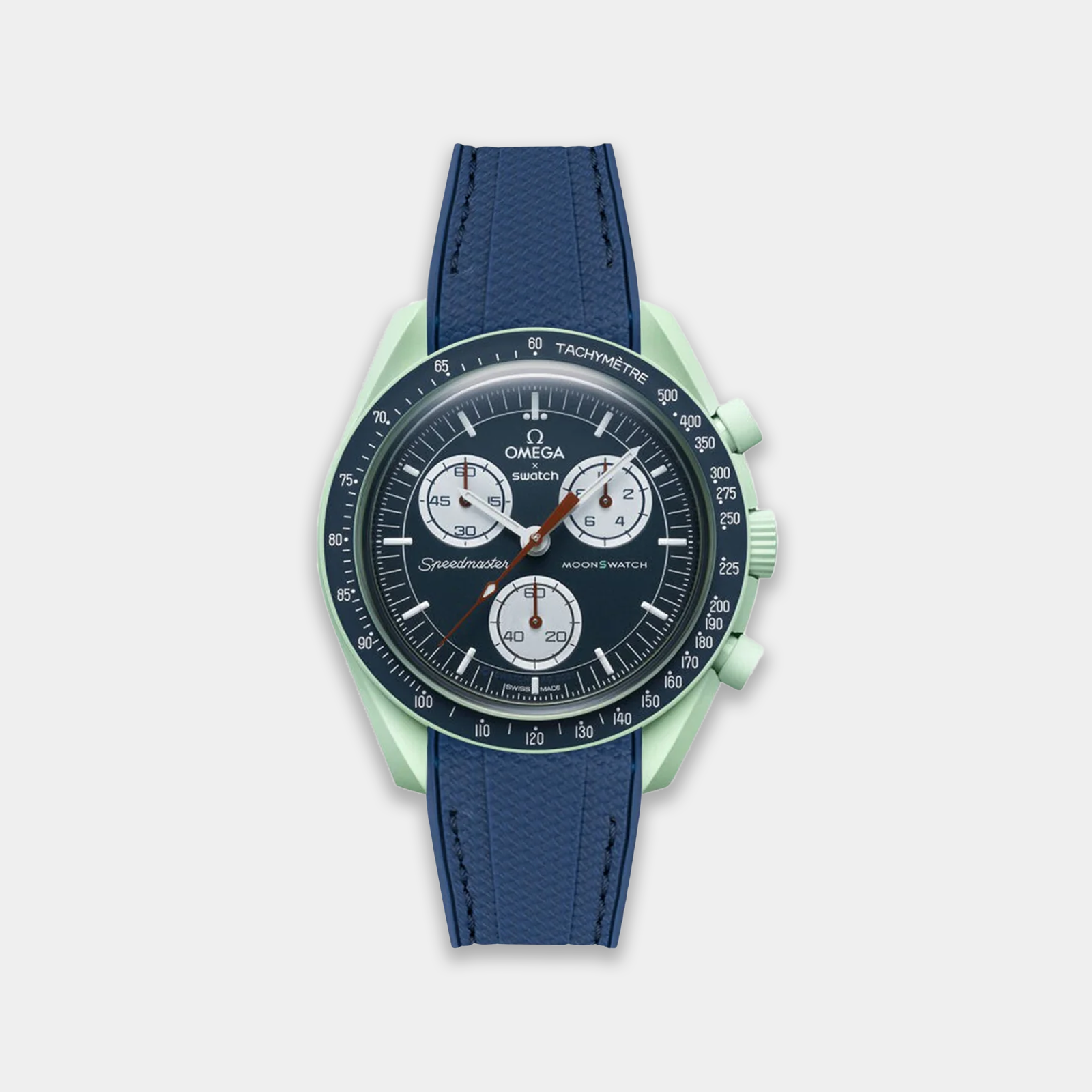 Rubber Watch Strap For Swatch X Omega Moonswatch - Navy Weaved