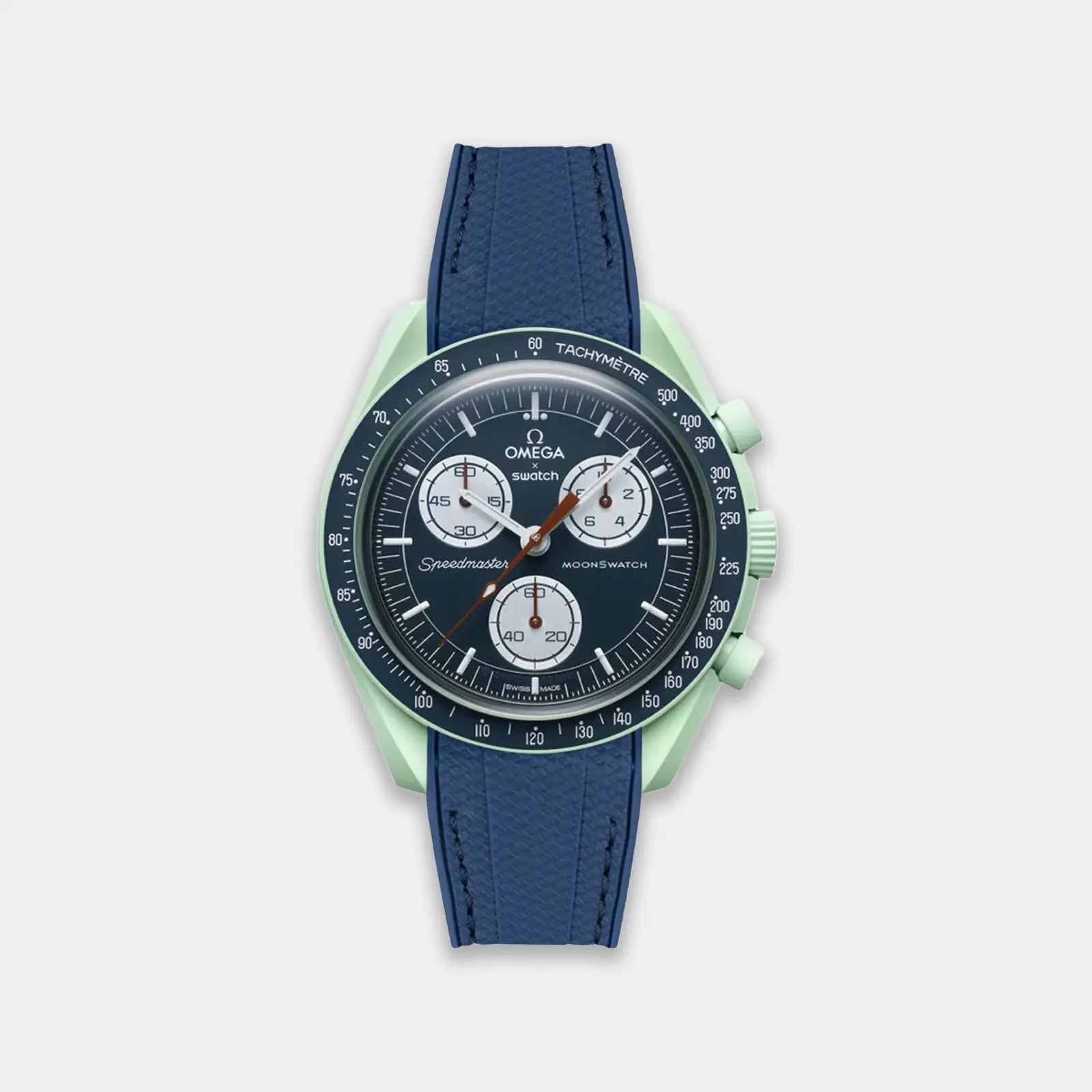 Rubber Watch Strap For Swatch X Omega Moonswatch - Navy Weaved Geneva Watch Straps