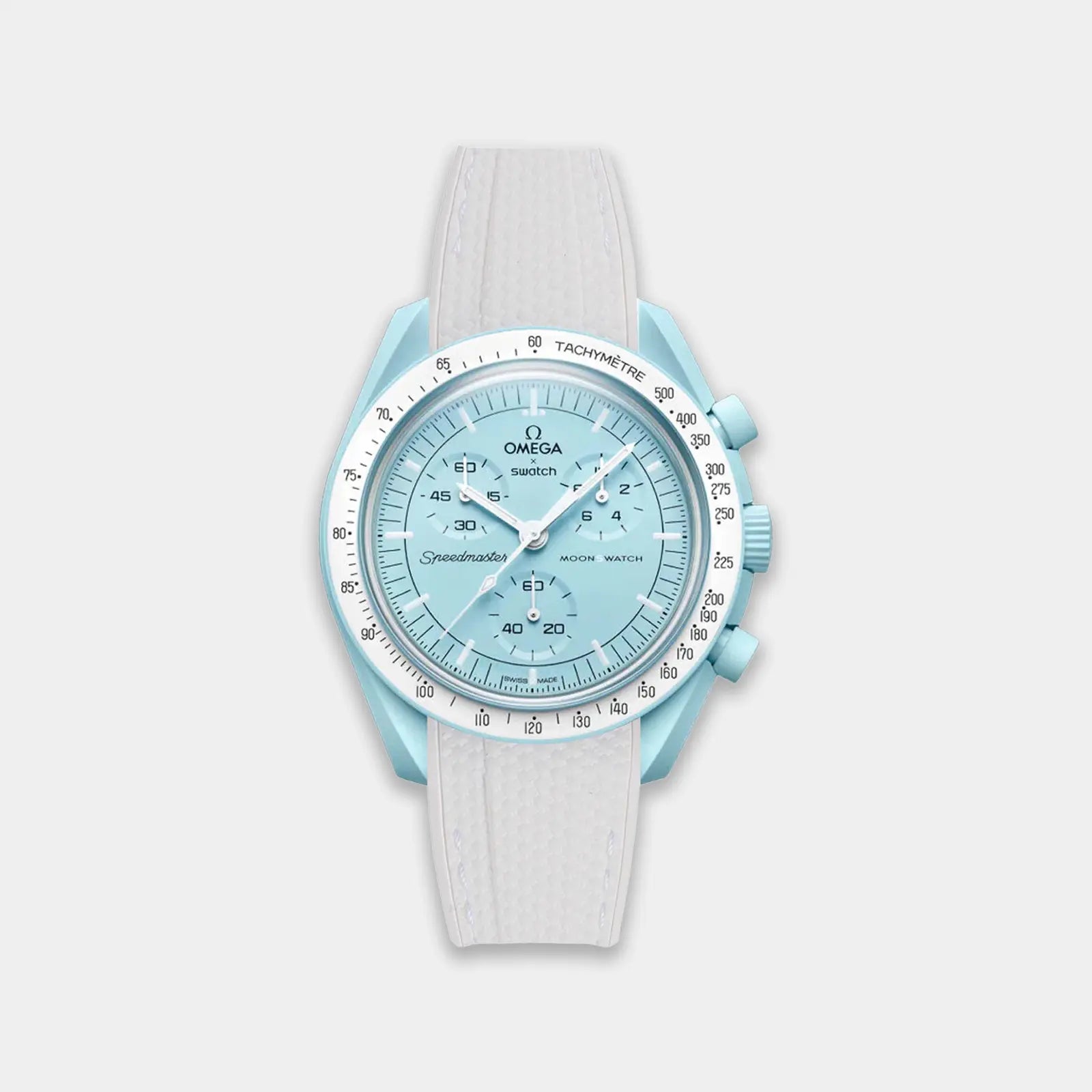 Rubber Watch Strap For Swatch X Omega Moonswatch - White Weaved Geneva Watch Straps