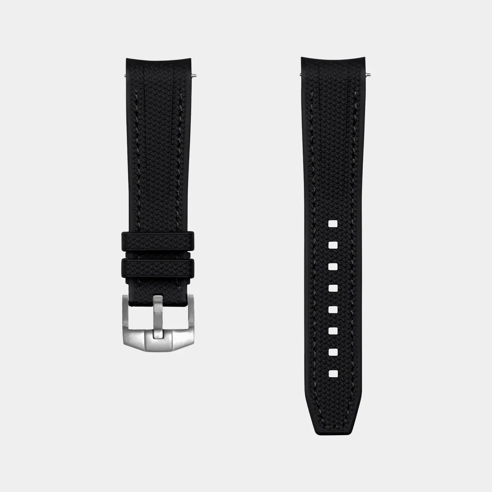 Rubber Watch Strap For Swatch X Omega Moonswatch - Black Weaved Geneva Watch Straps