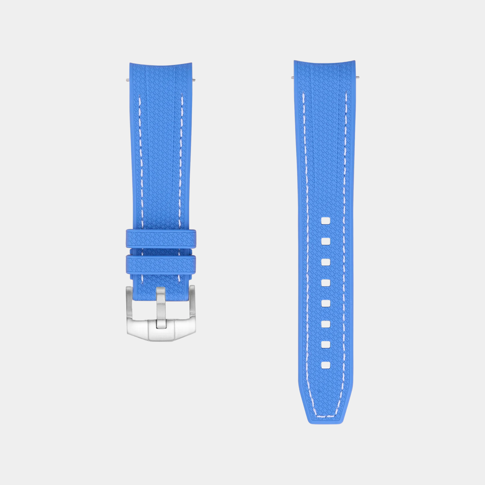 Rubber Watch Strap For Swatch X Omega Moonswatch - Miami Blue & White Weaved