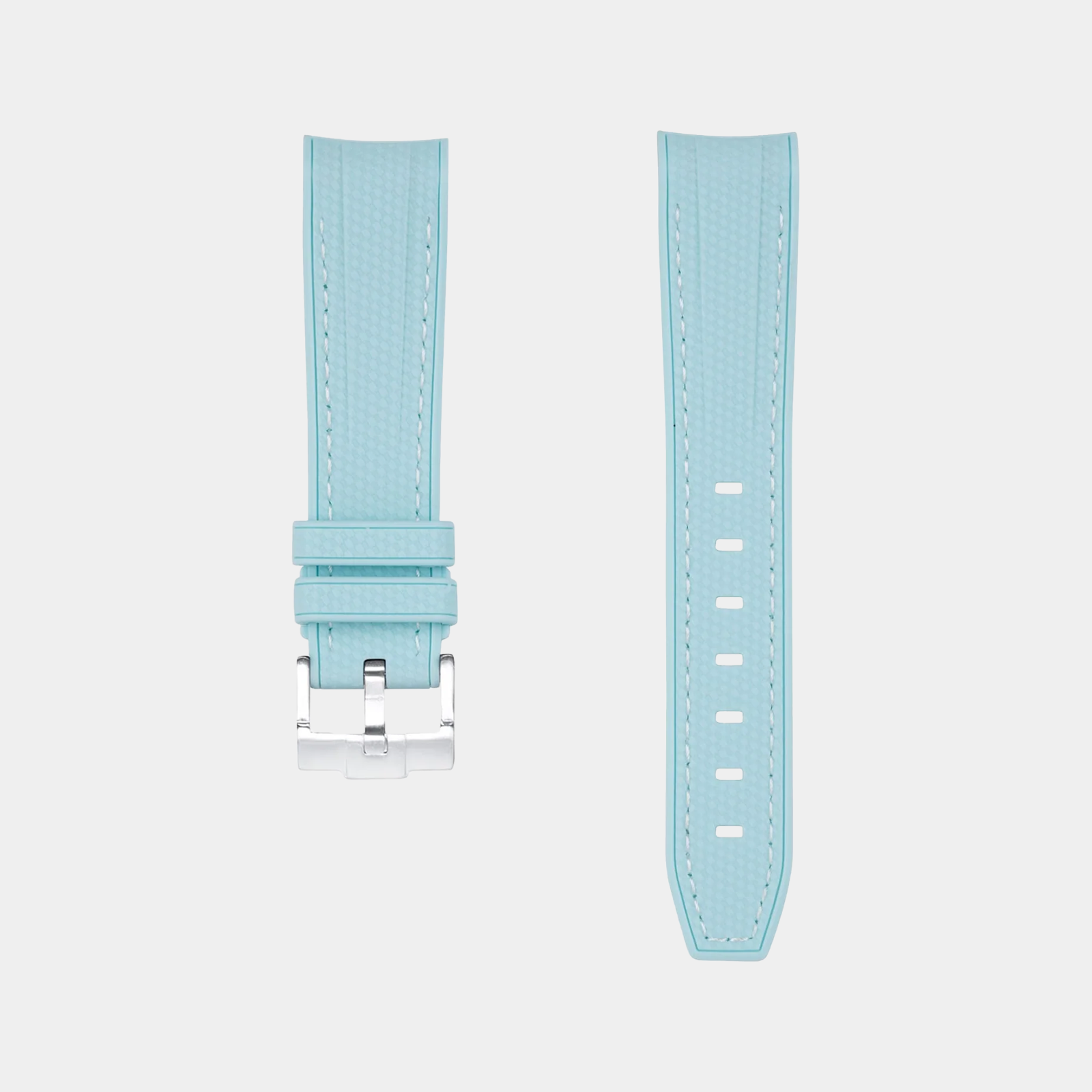 Rubber Watch Strap For Swatch X Omega Moonswatch - Light Blue & White Weaved