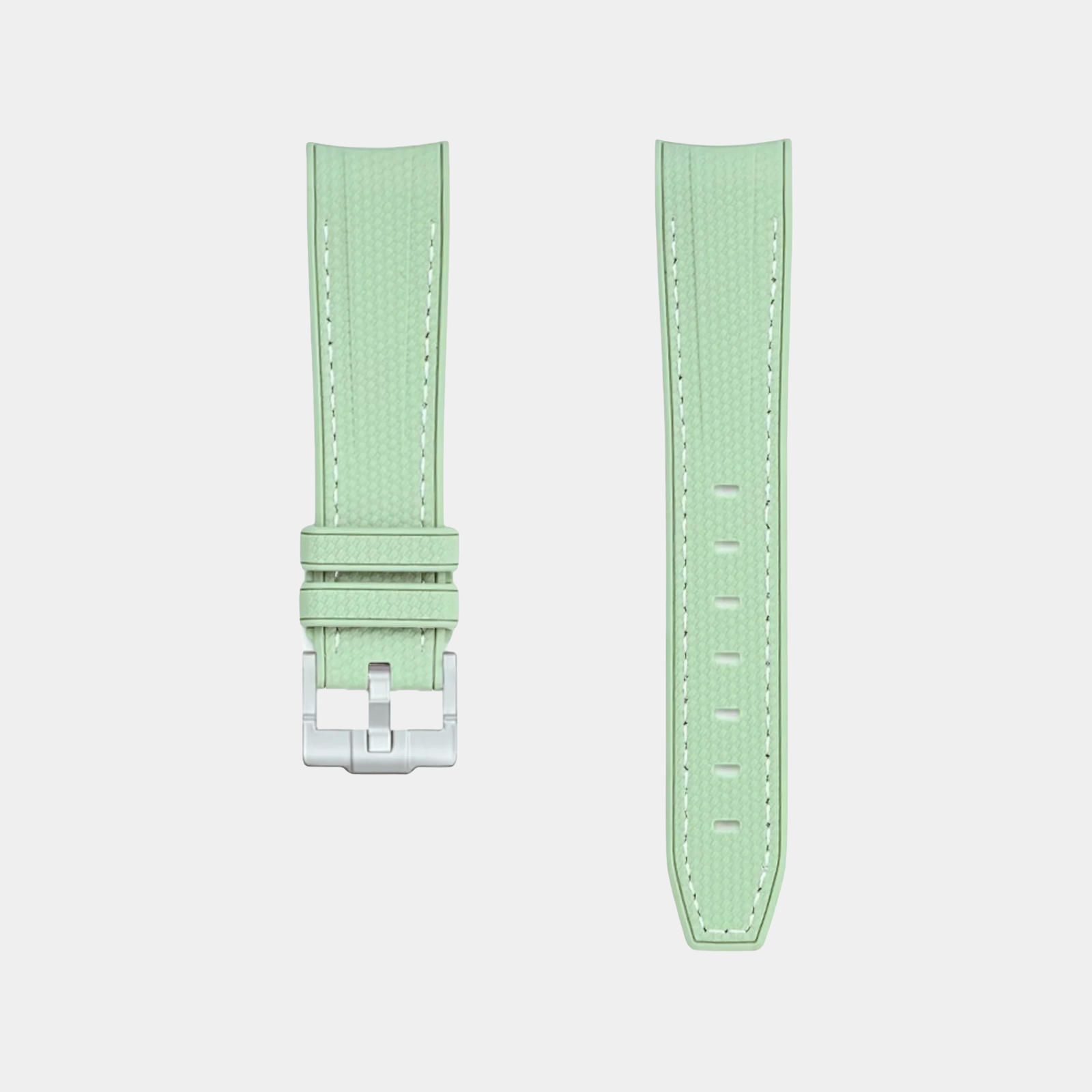 Rubber Watch Strap For Swatch X Omega Moonswatch - Light Green & White Weaved