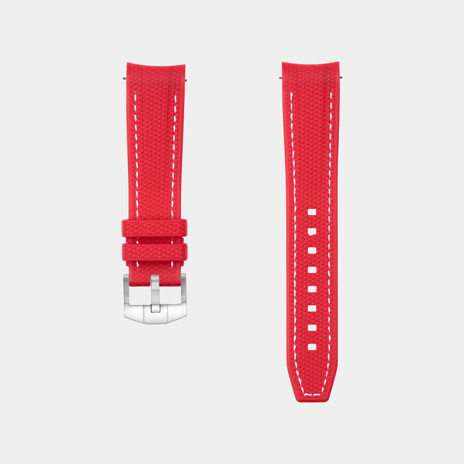 Rubber Watch Strap For Swatch X Omega Moonswatch - Red & White Weaved