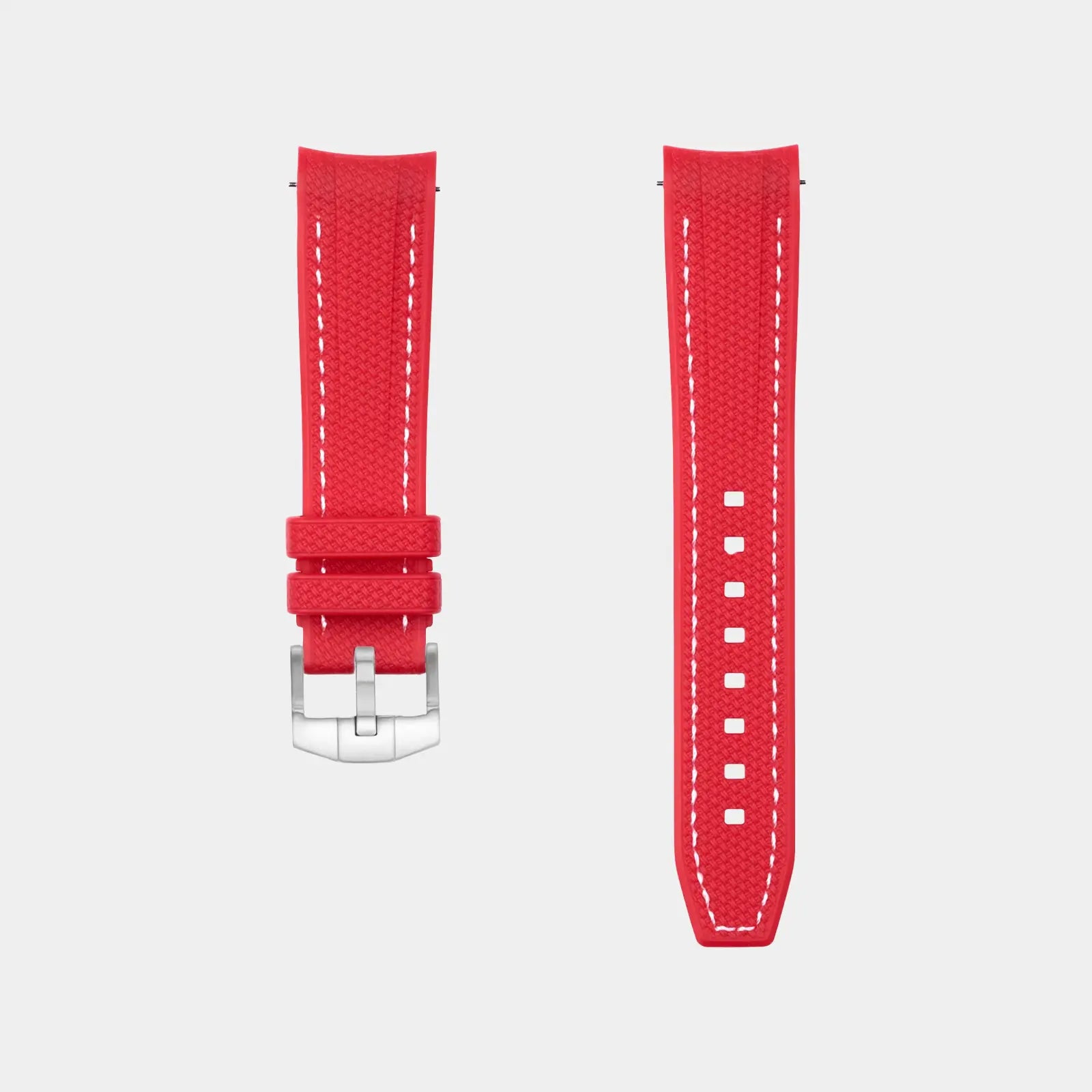 Rubber Watch Strap For Swatch X Omega Moonswatch - Red & White Weaved Geneva Watch Straps