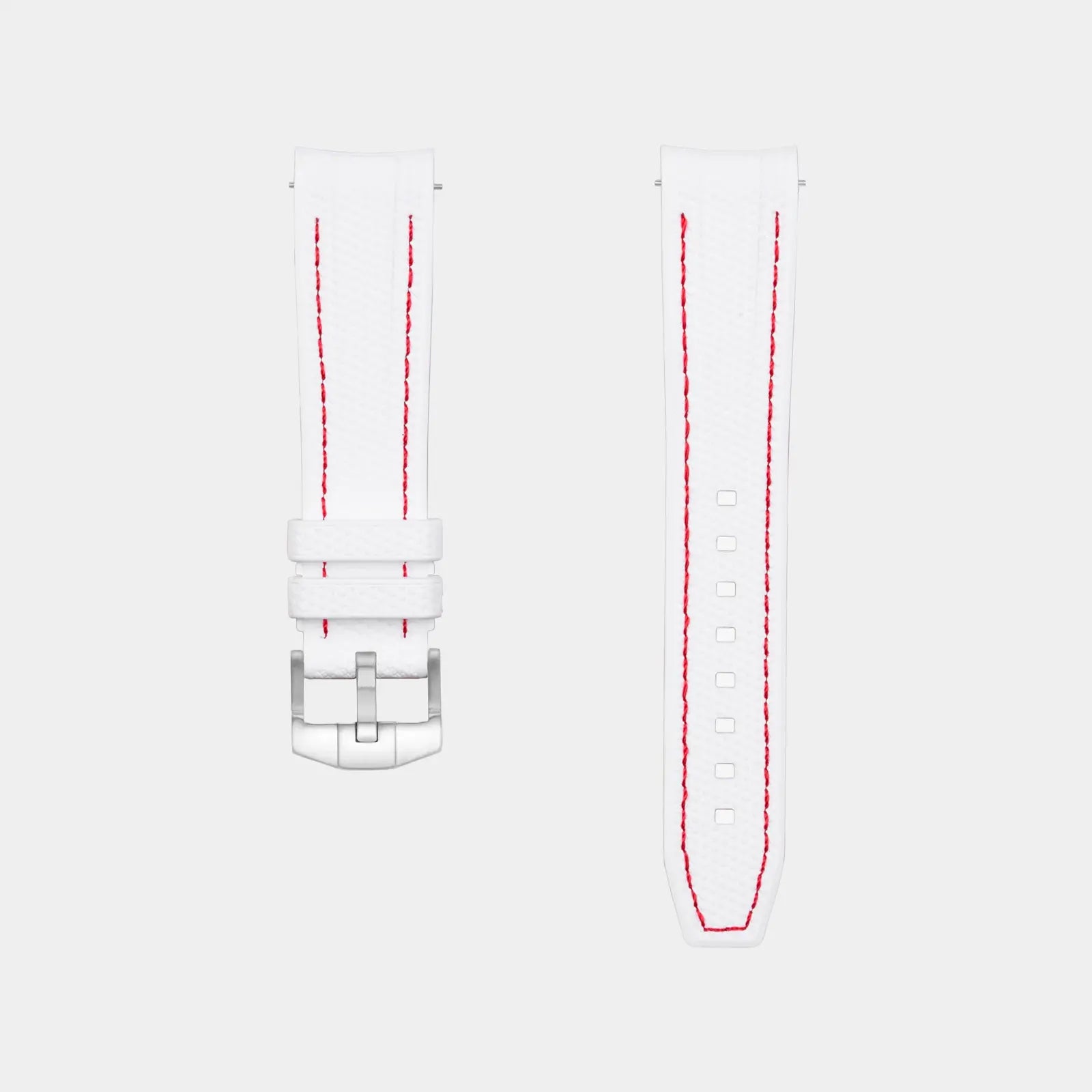 Rubber Watch Strap For Swatch X Omega Moonswatch - White & Red Weaved Geneva Watch Straps