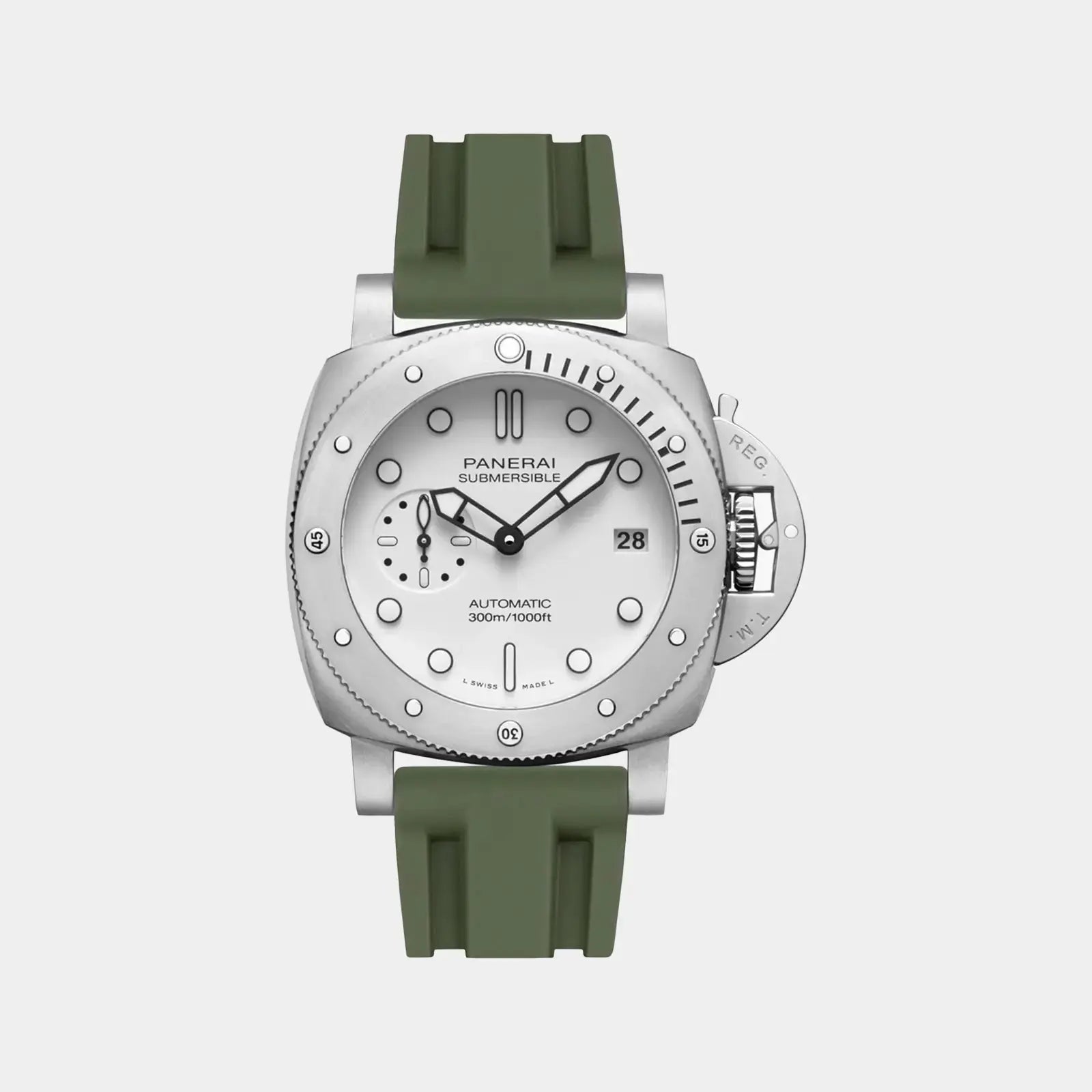 FKM Rubber Strap For Panerai Submersible 44 - Forest Green | Geneva Watch Straps