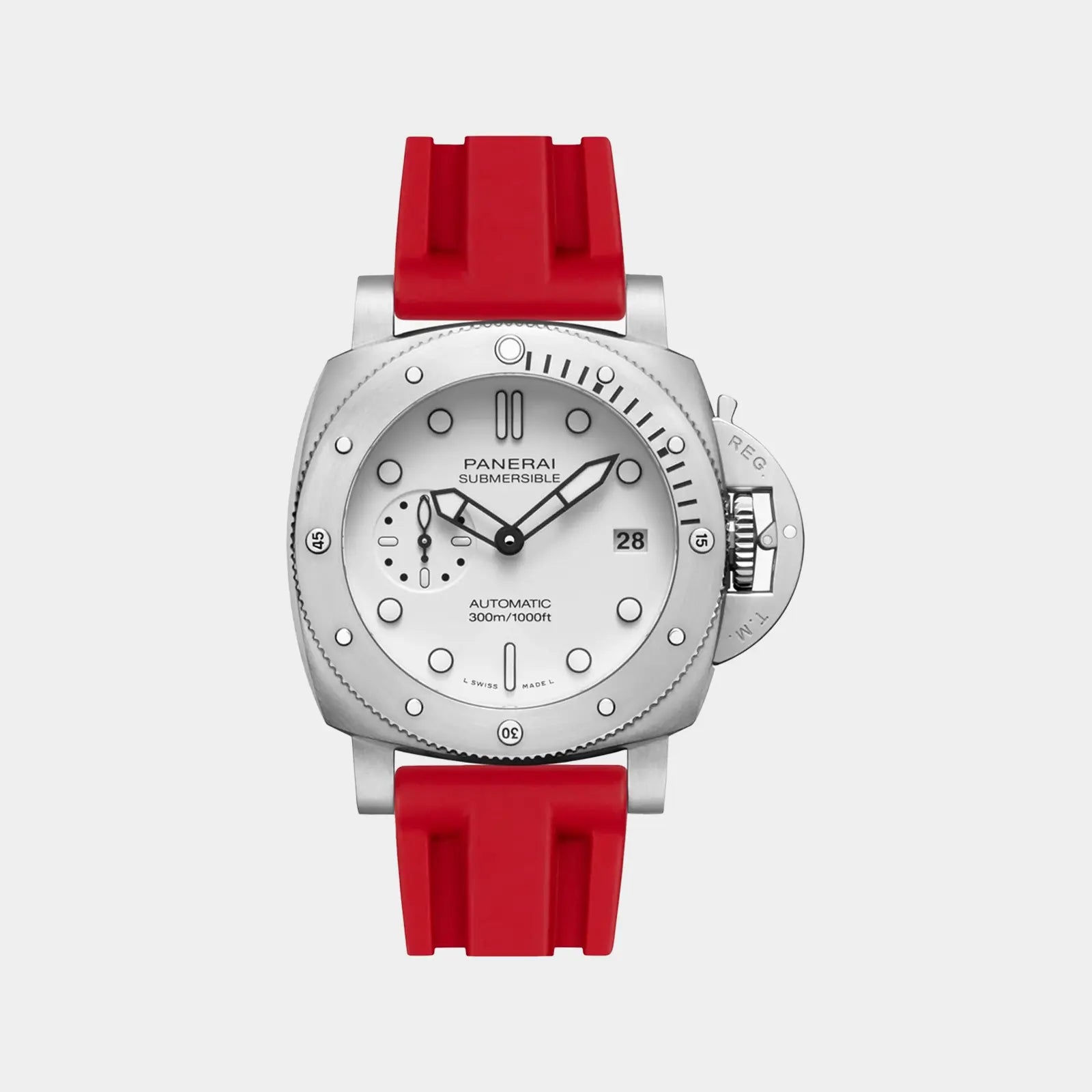 FKM Rubber Strap For Panerai Submersible 44 - Red