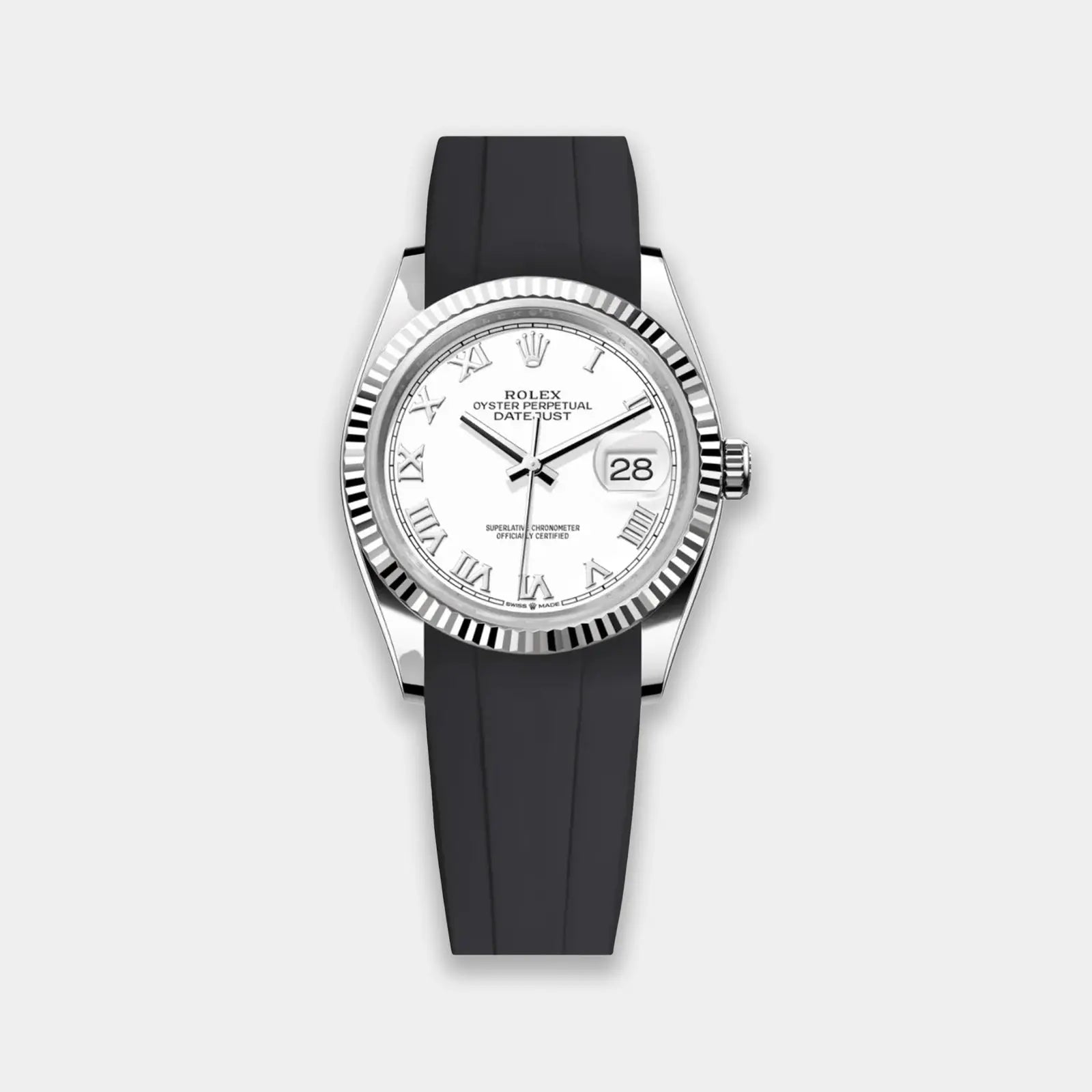 FKM Rubber Strap for Rolex Datejust 36 (GWS Buckle Fitment) - Black Geneva Watch Straps