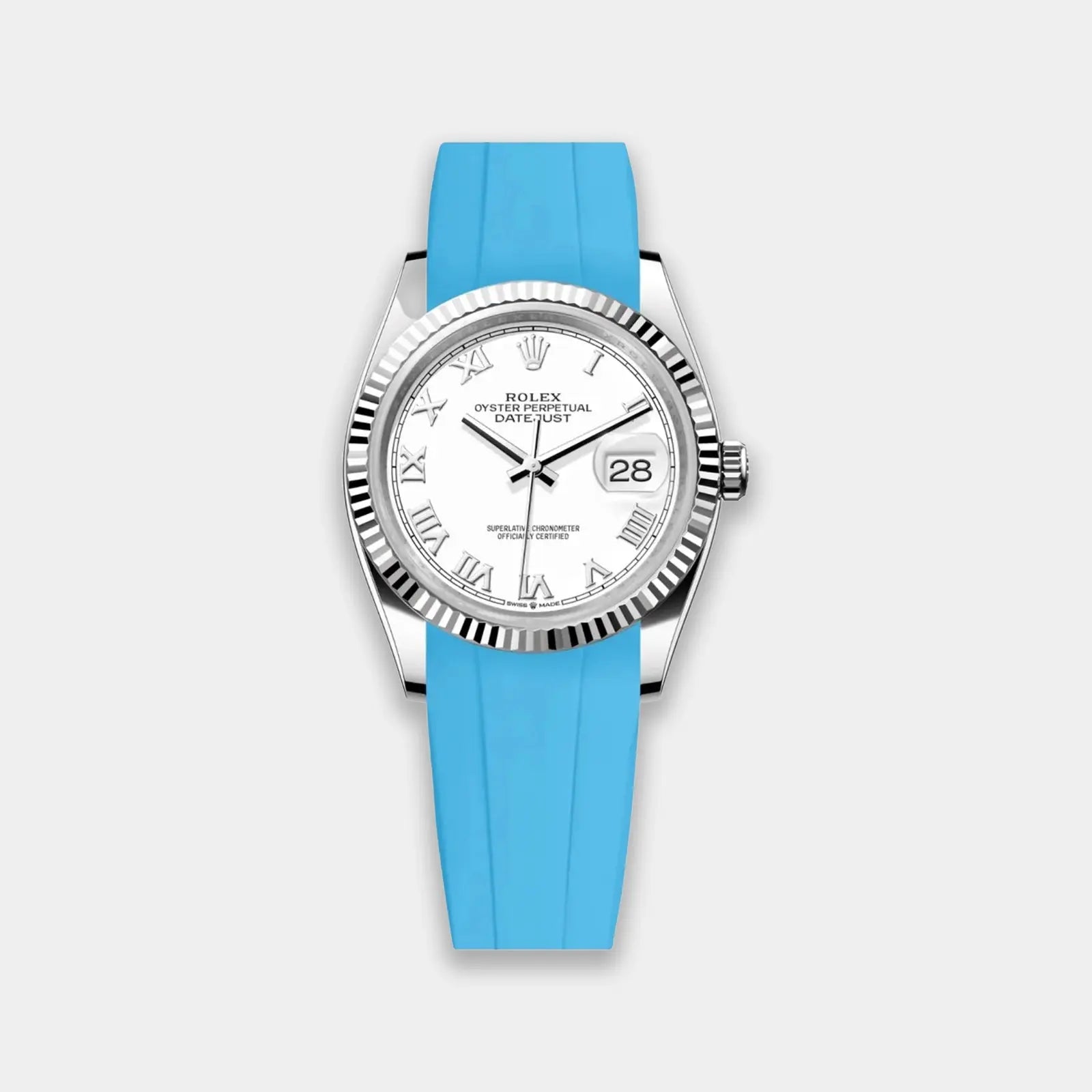 FKM Rubber Strap for Rolex Datejust 36 (GWS Buckle Fitment) - Miami Blue Geneva Watch Straps