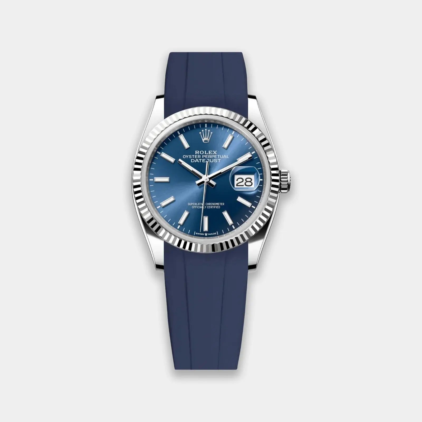 FKM Rubber Strap for Rolex Datejust 36 (GWS Buckle Fitment) - Navy Blue Geneva Watch Straps