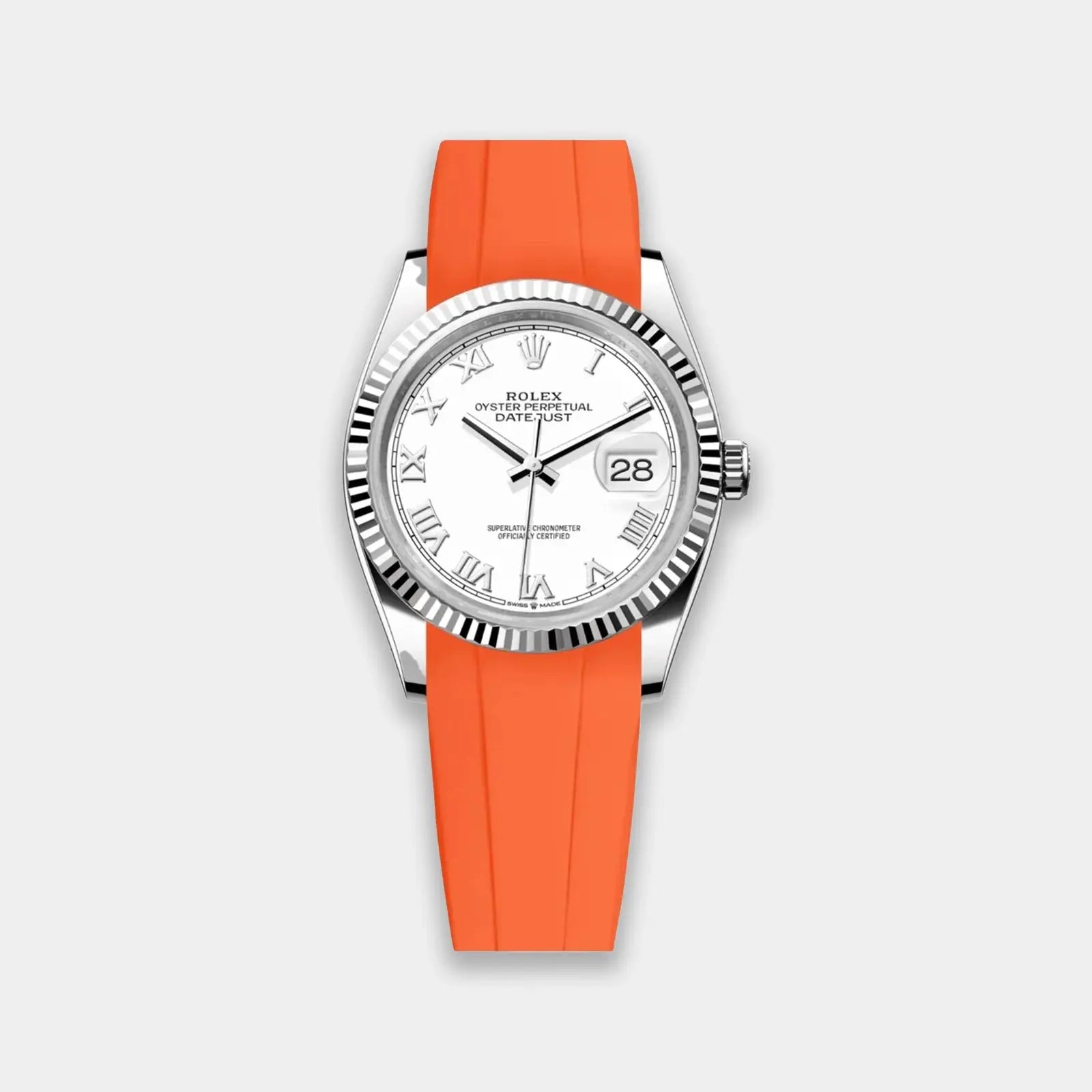 FKM Rubber Strap for Rolex Datejust 36 (GWS Buckle Fitment) - Orange Geneva Watch Straps