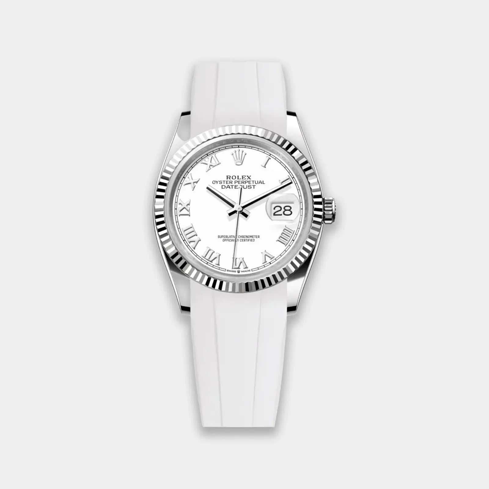 FKM Rubber Strap for Rolex Datejust 36 (GWS Buckle Fitment) - White Geneva Watch Straps