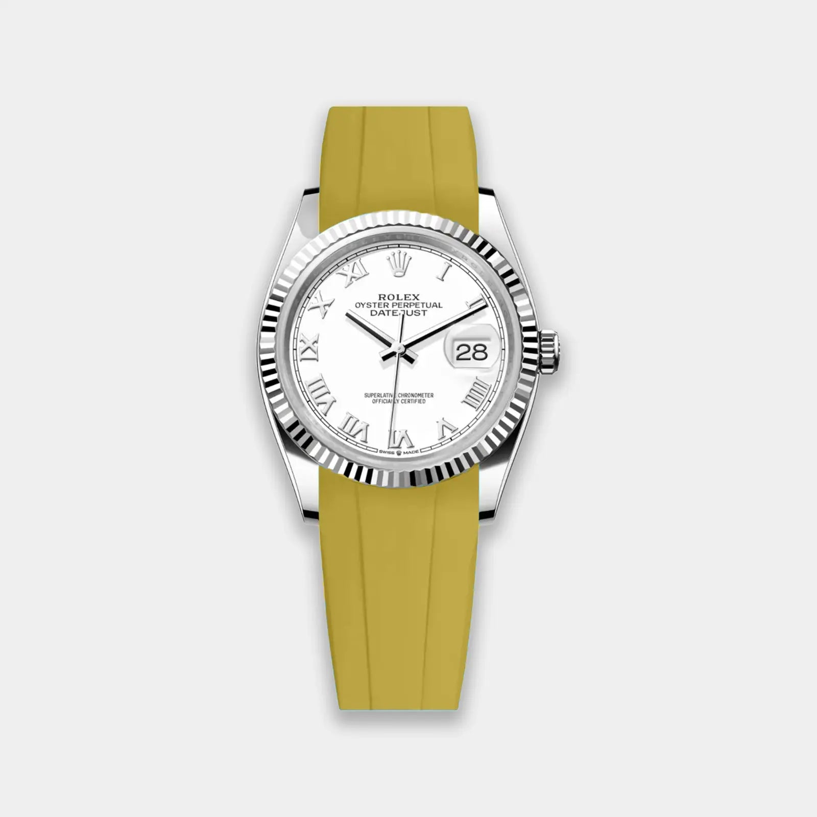 FKM Rubber Strap for Rolex Datejust 36 (GWS Buckle Fitment) - Yellow Geneva Watch Straps