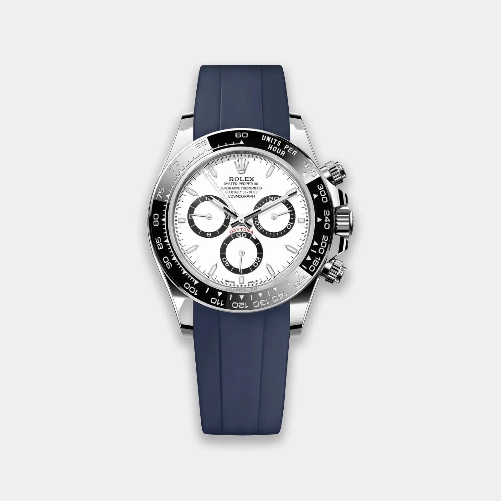 FKM Rubber Strap For Rolex Daytona On Bracelet (Rolex Clasp Fitment) - Navy Blue Geneva Watch Straps
