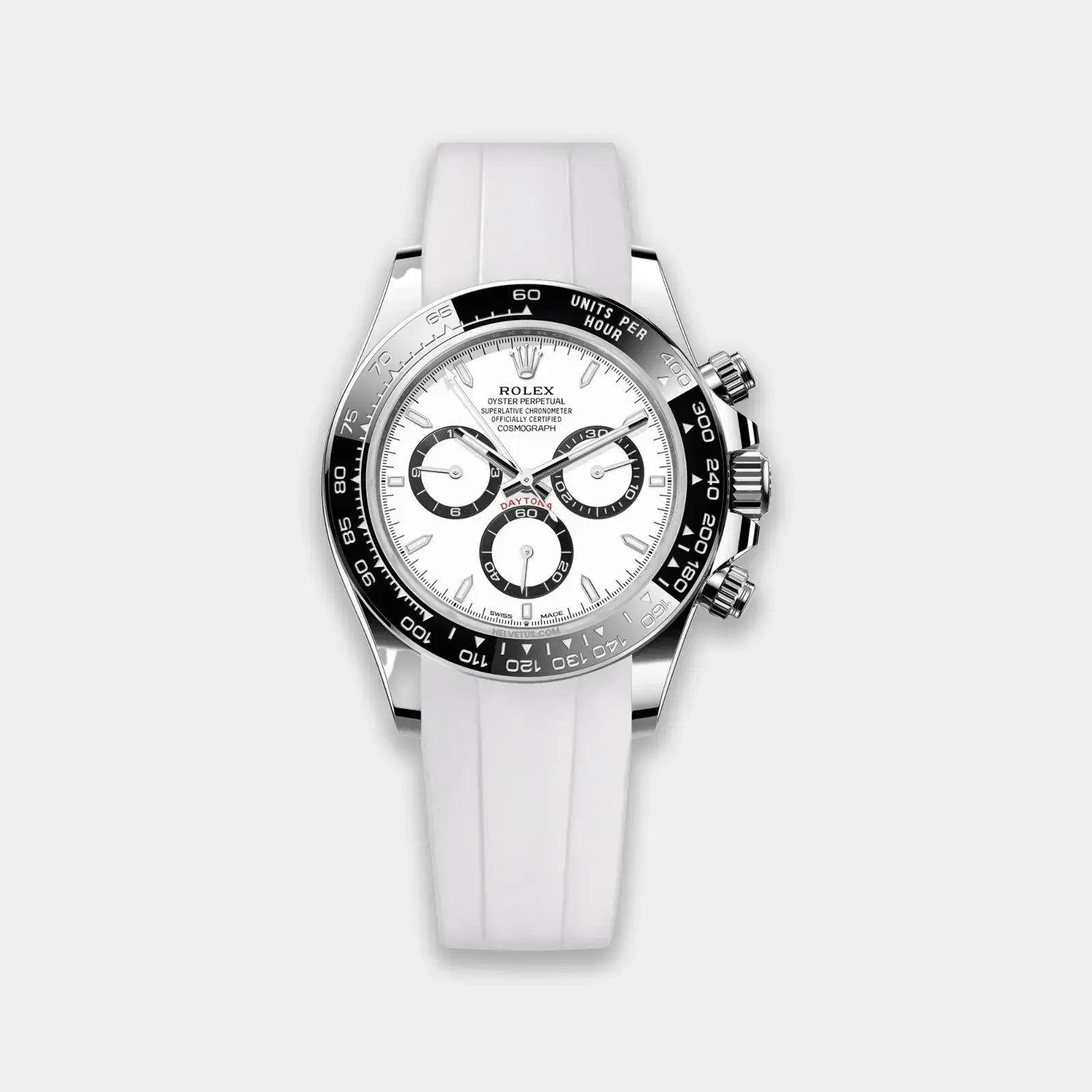 FKM Rubber Strap For Rolex Daytona On Bracelet (Rolex Clasp Fitment) - White | Geneva Watch Straps