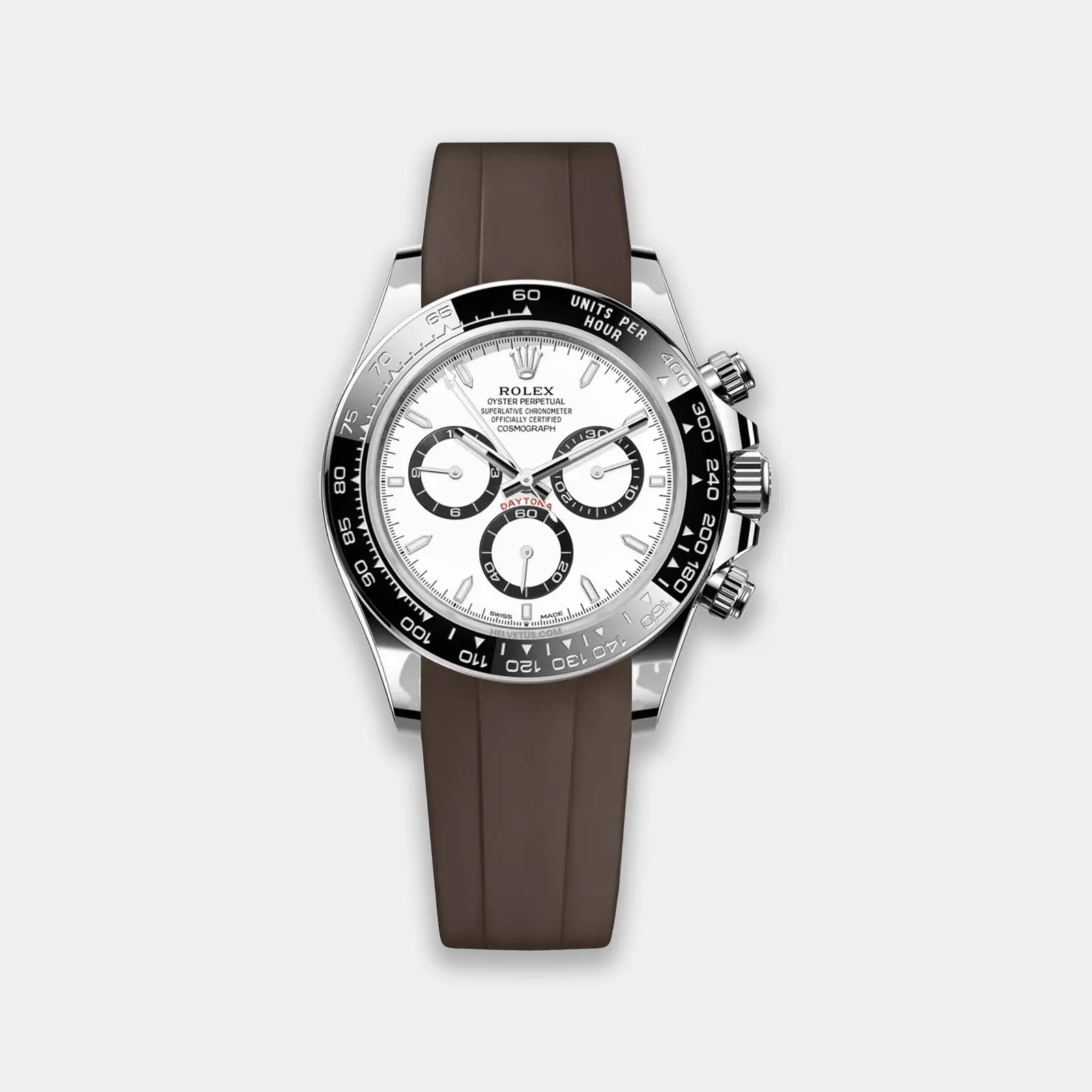 Rubber Strap For Rolex Daytona On Bracelet (Rolex Clasp Fitment) - Brown Geneva Watch Straps