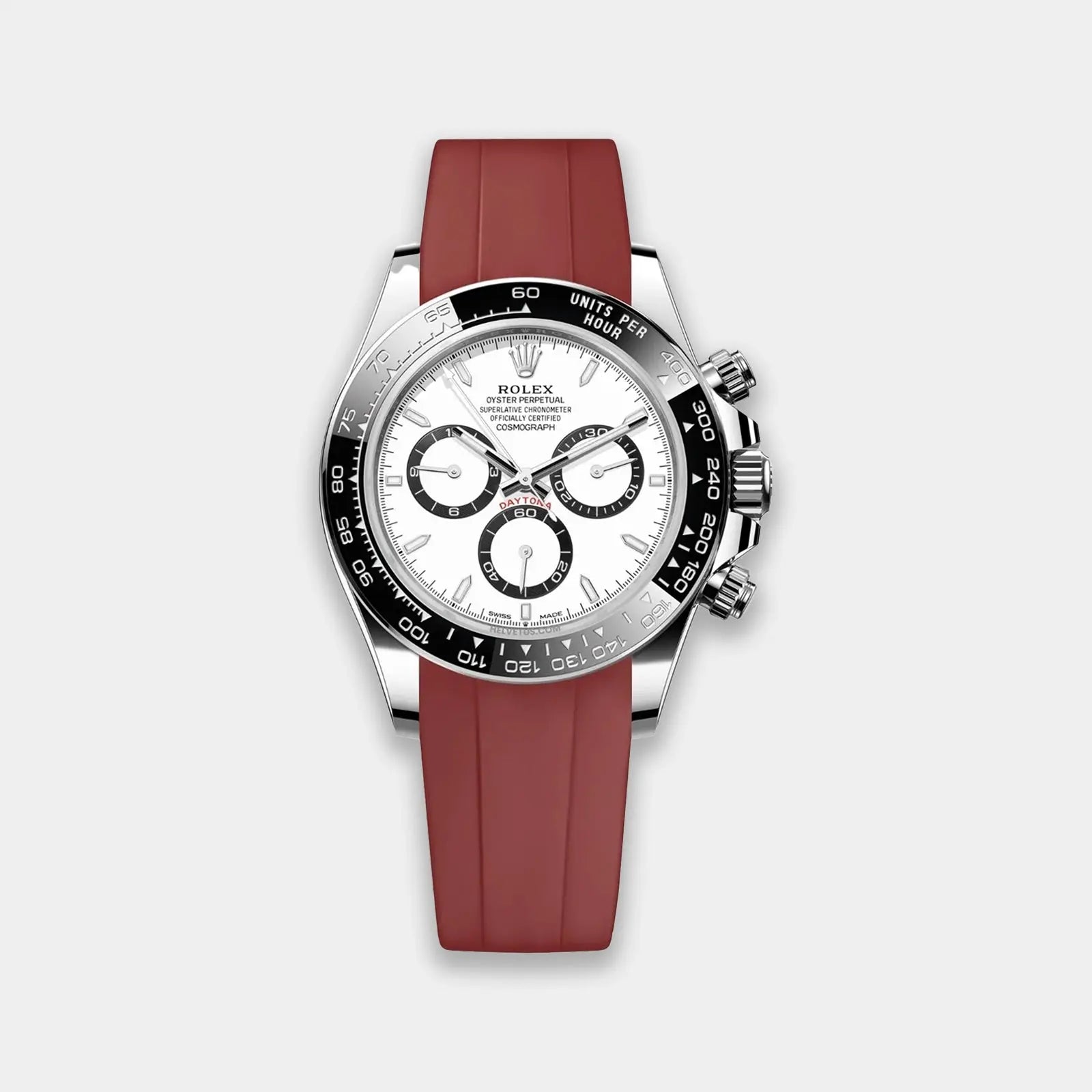 Rubber Strap For Rolex Daytona On Bracelet (Rolex Clasp Fitment) - Burgundy Geneva Watch Straps