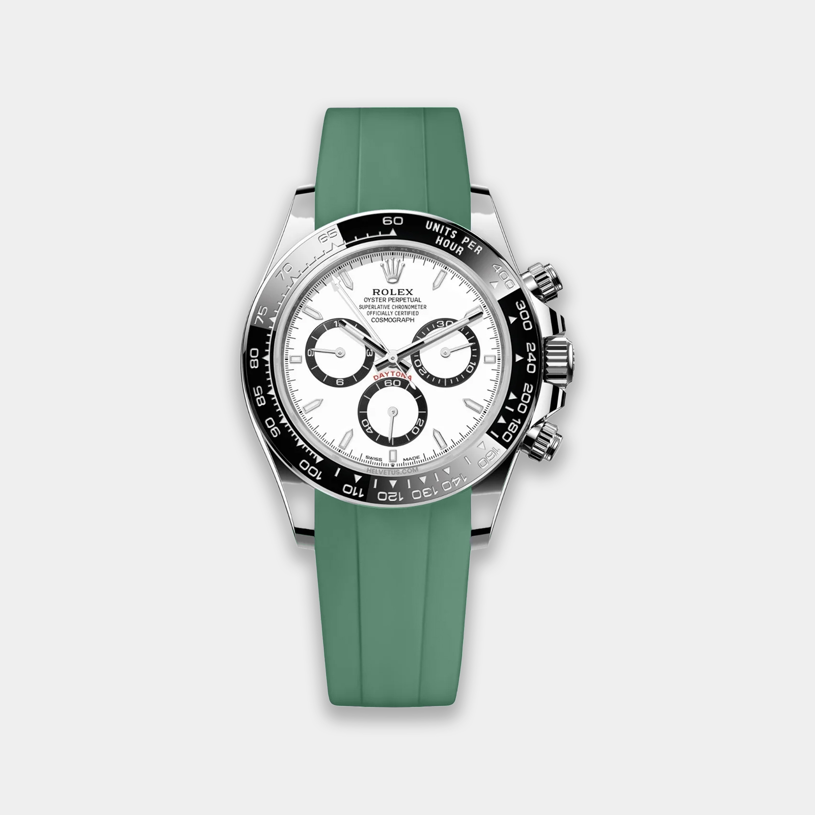 FKM Rubber Strap For Rolex Daytona On Bracelet (Rolex Clasp Fitment) - Green