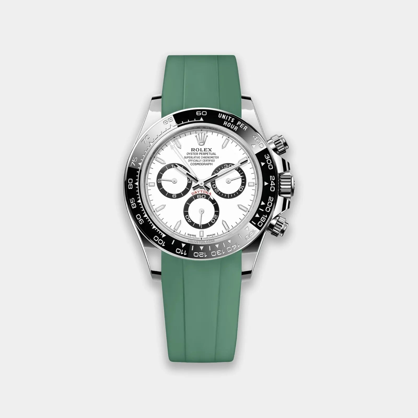FKM Rubber Strap For Rolex Daytona On Bracelet (Rolex Clasp Fitment) - Green Geneva Watch Straps