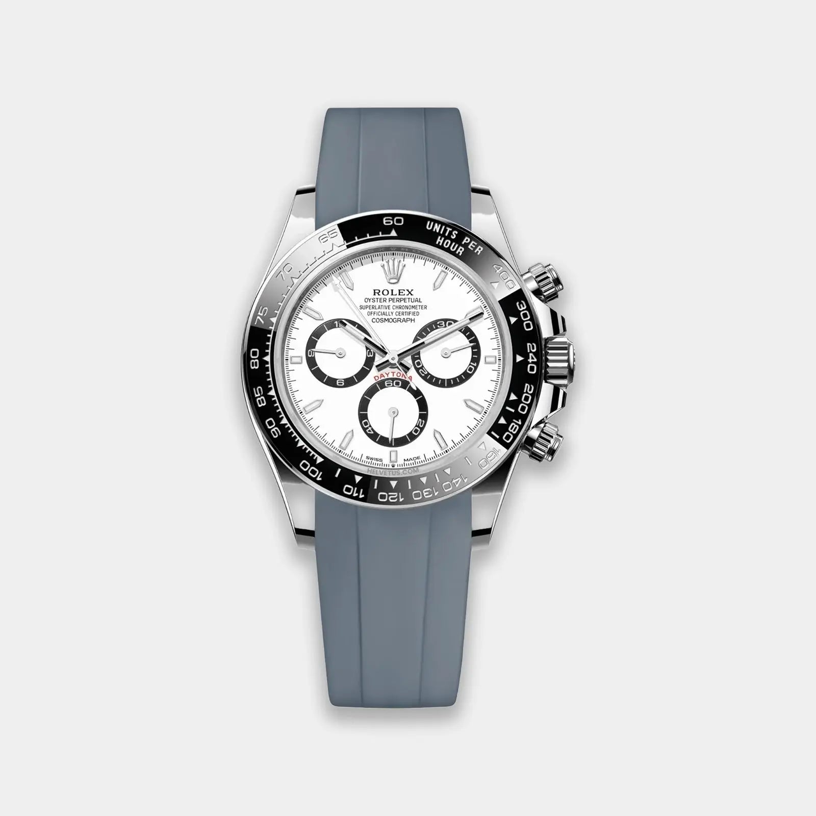 Rubber Strap For Rolex Daytona On Bracelet (Rolex Clasp Fitment) - Grey Geneva Watch Straps