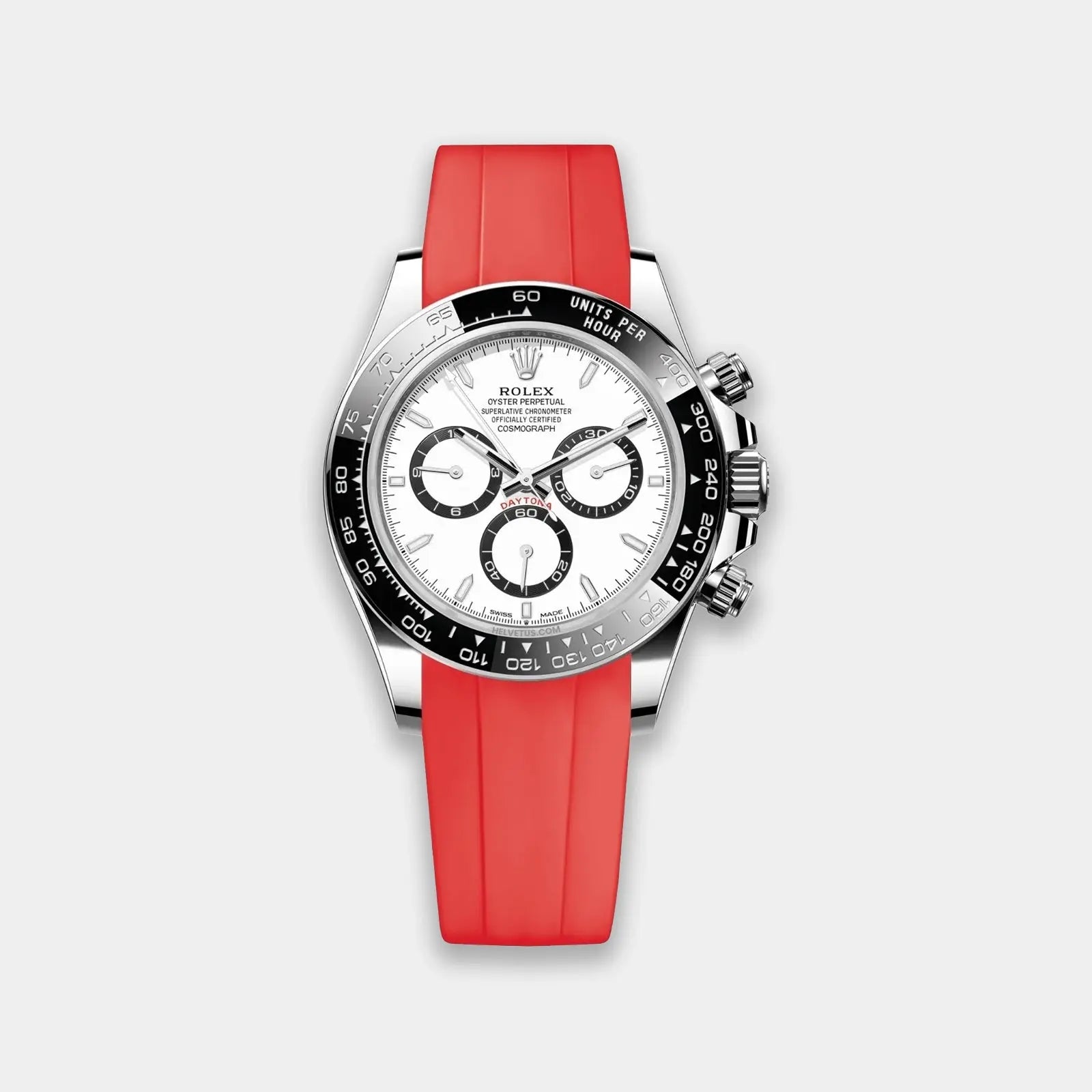 Rubber Strap For Rolex Daytona On Bracelet (Rolex Clasp Fitment) - Red Geneva Watch Straps