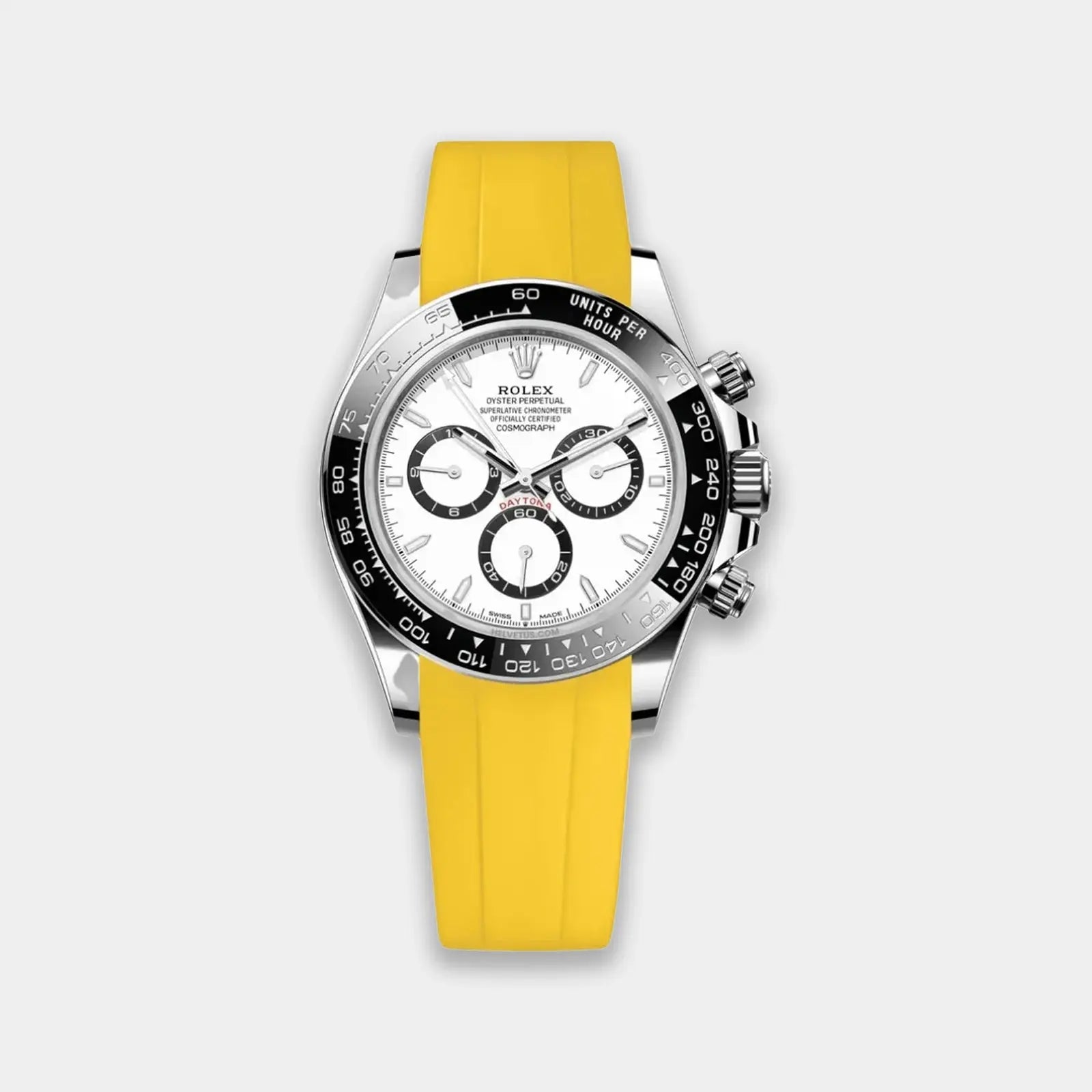 Rubber Strap For Rolex Daytona On Bracelet (Rolex Clasp Fitment) - Yellow Geneva Watch Straps