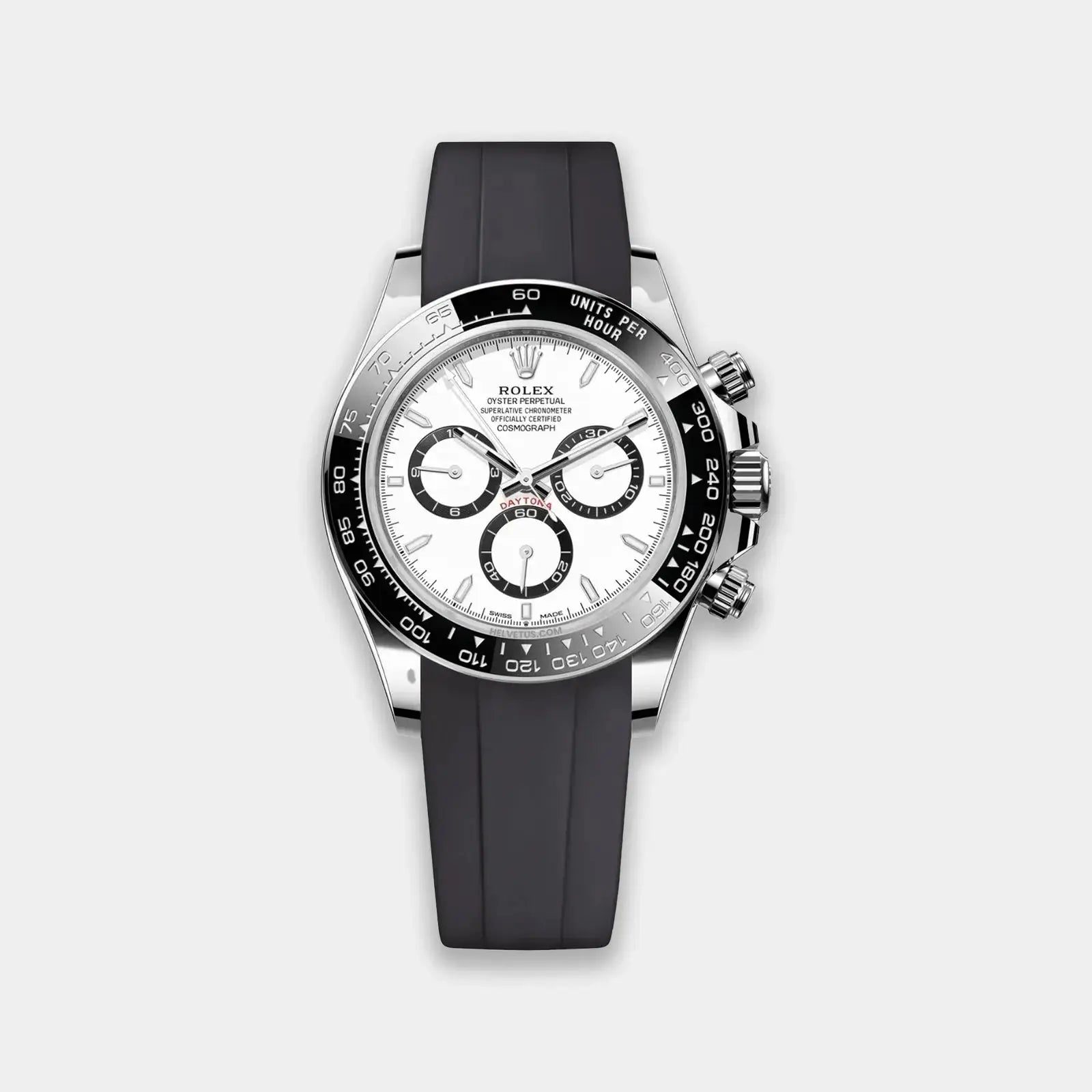 FKM Rubber Strap For Rolex Daytona On Bracelet (GWS Buckle Fitment) - Black | Geneva Watch Straps