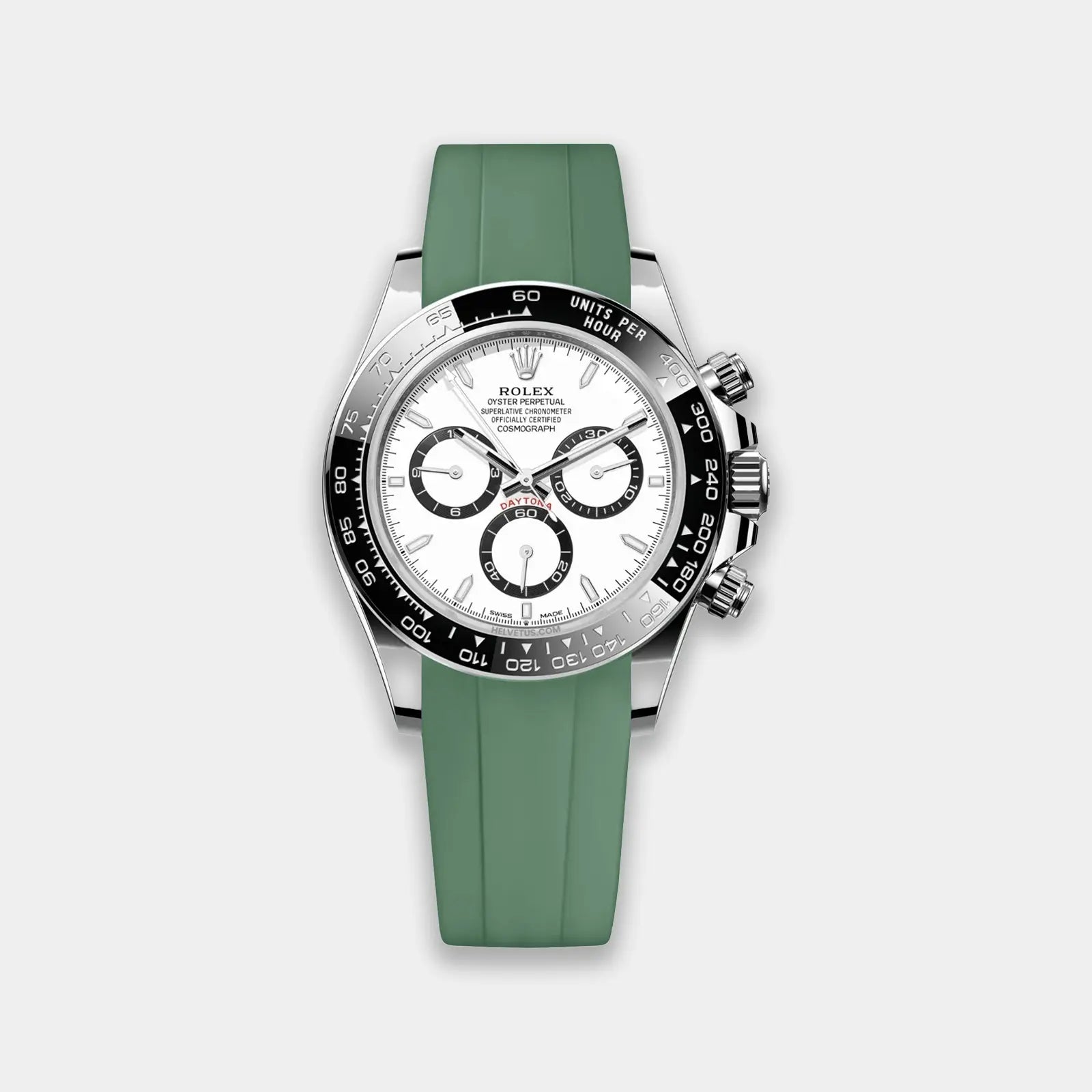 FKM Rubber Strap For Rolex Daytona On Bracelet (GWS Buckle Fitment) - Green Geneva Watch Straps