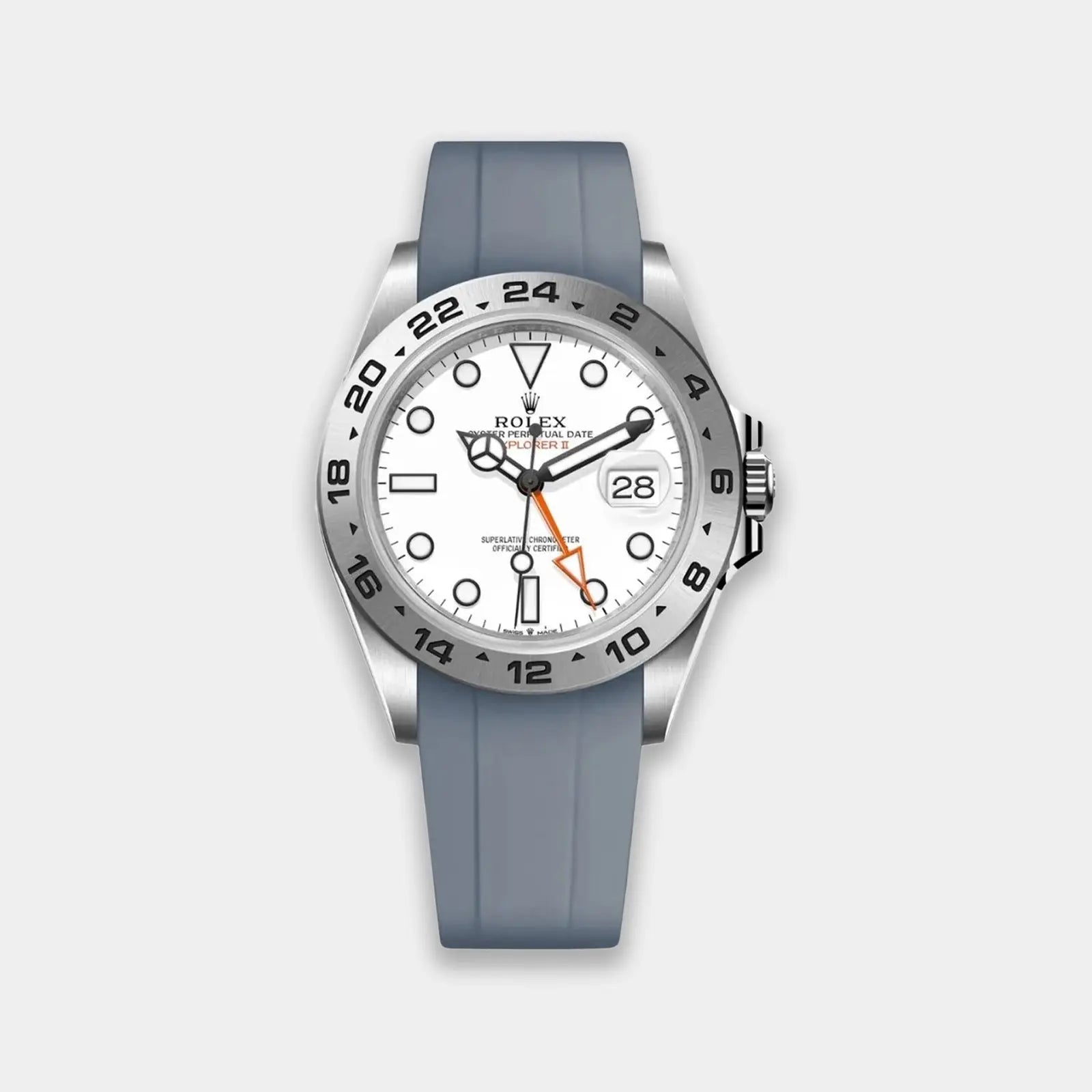 Rubber Strap For Rolex Explorer II (Rolex Clasp Fitment) - Grey Geneva Watch Straps