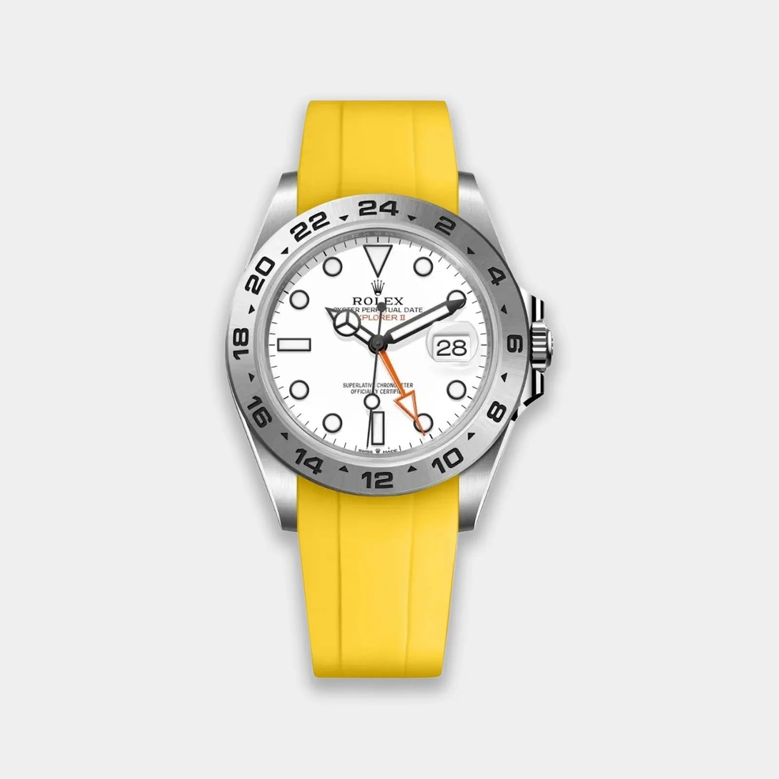 Rubber Strap For Rolex Explorer II (Rolex Clasp Fitment) - Yellow Geneva Watch Straps