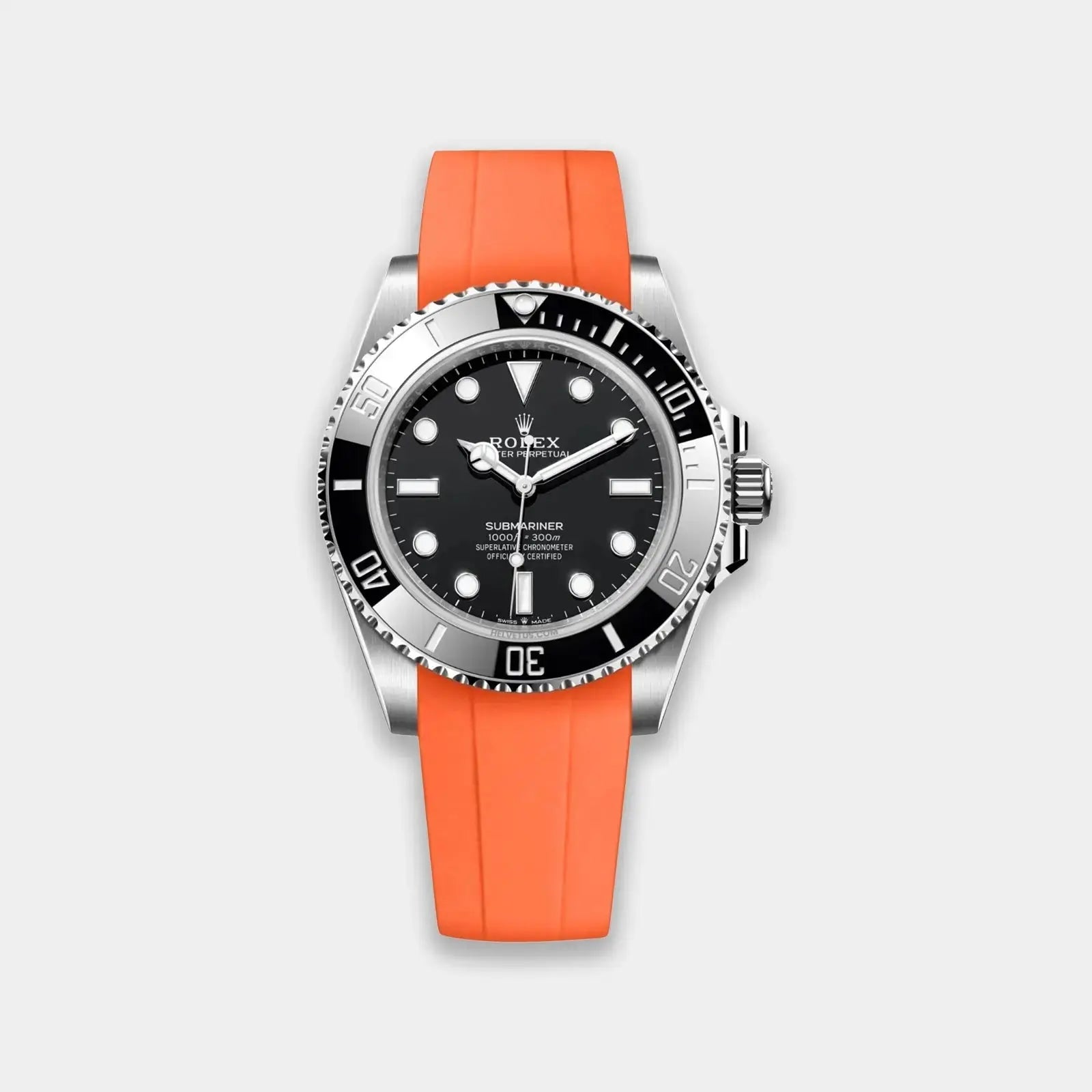FKM Rubber Strap For Rolex Submariner 40 (Rolex Clasp Fitment) - Orange | Geneva Watch Straps