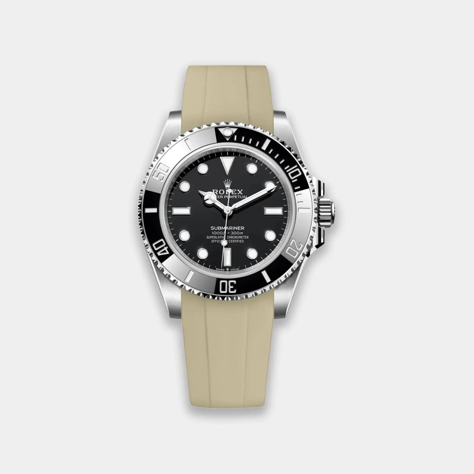 Rubber Strap For Rolex Submariner 40 (Rolex Clasp Fitment) - Beige Geneva Watch Straps