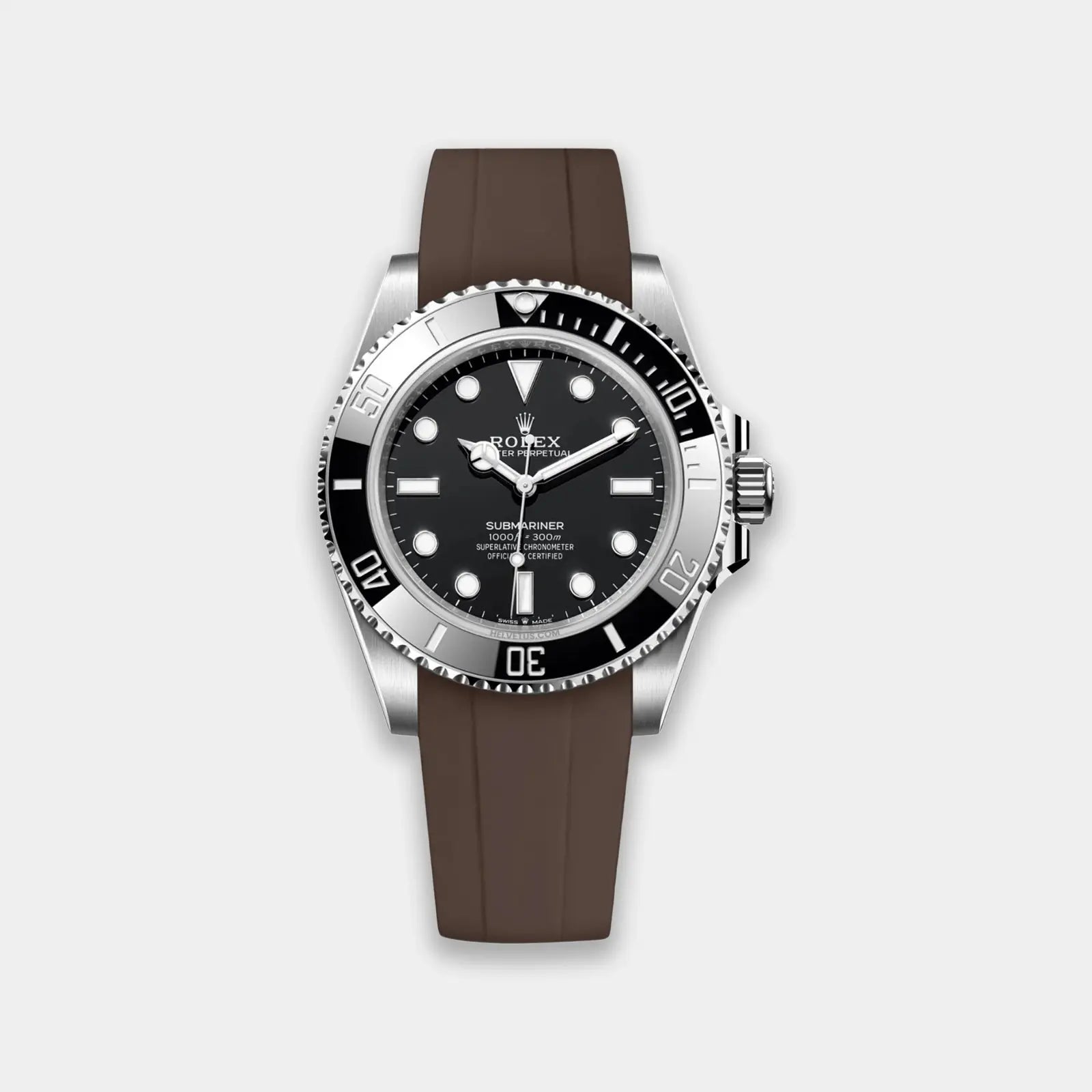 Rubber Strap For Rolex Submariner 40 (Rolex Clasp Fitment) - Brown Geneva Watch Straps