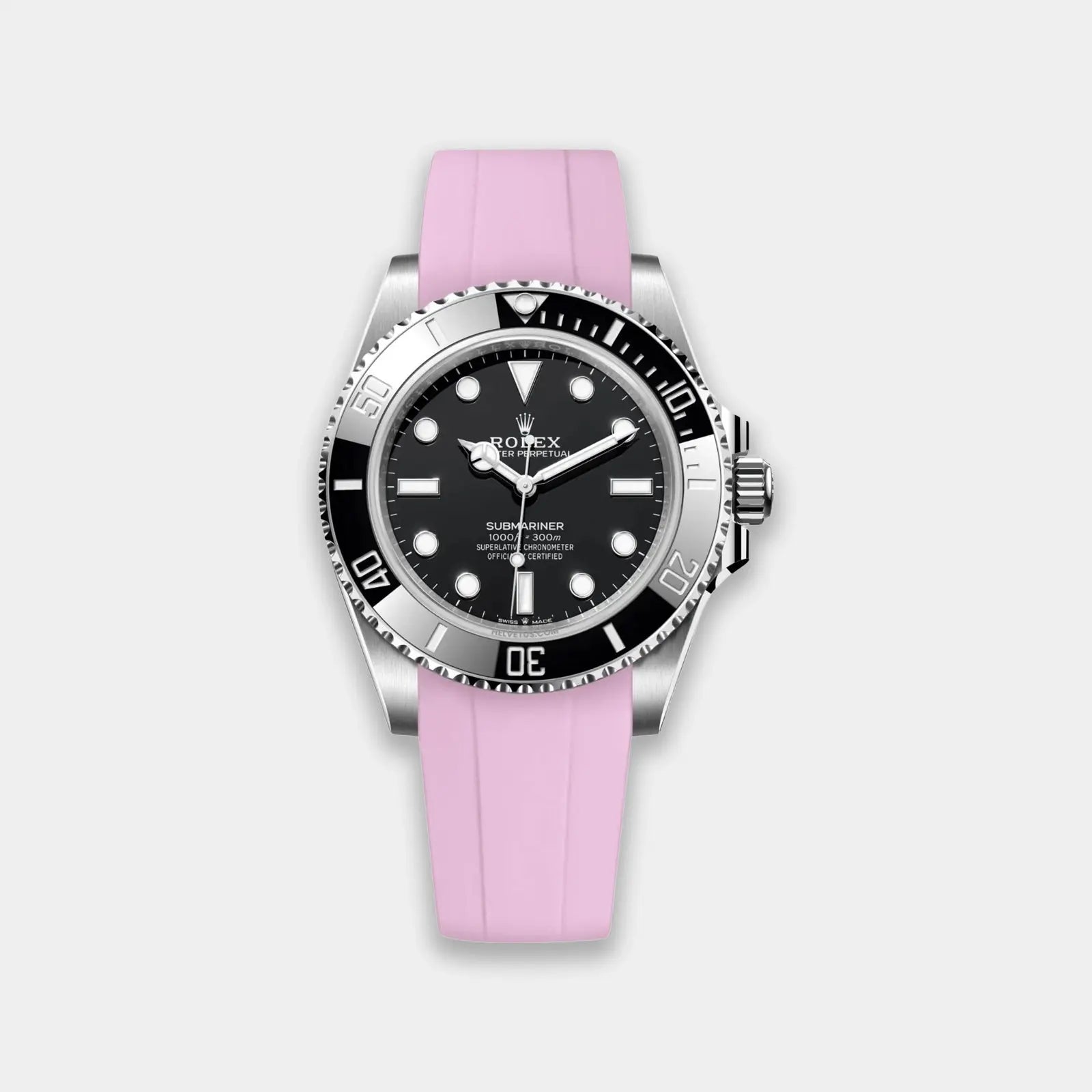Rubber Strap For Rolex Submariner 40 (Rolex Clasp Fitment) - Pink Geneva Watch Straps