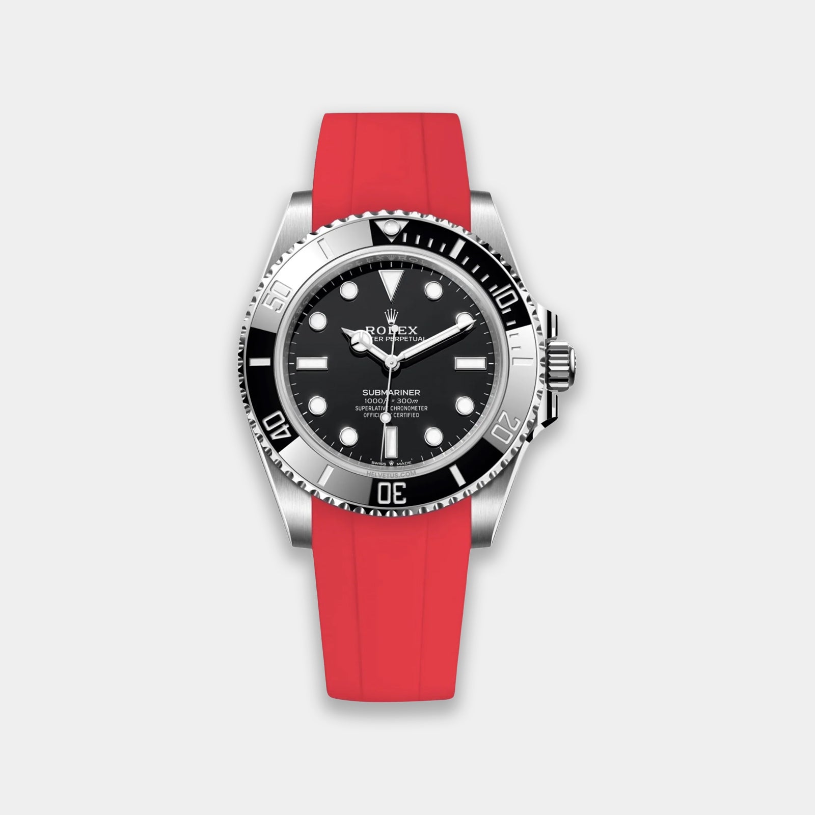 Rubber Strap For Rolex Submariner 40 (Rolex Clasp Fitment) - Red
