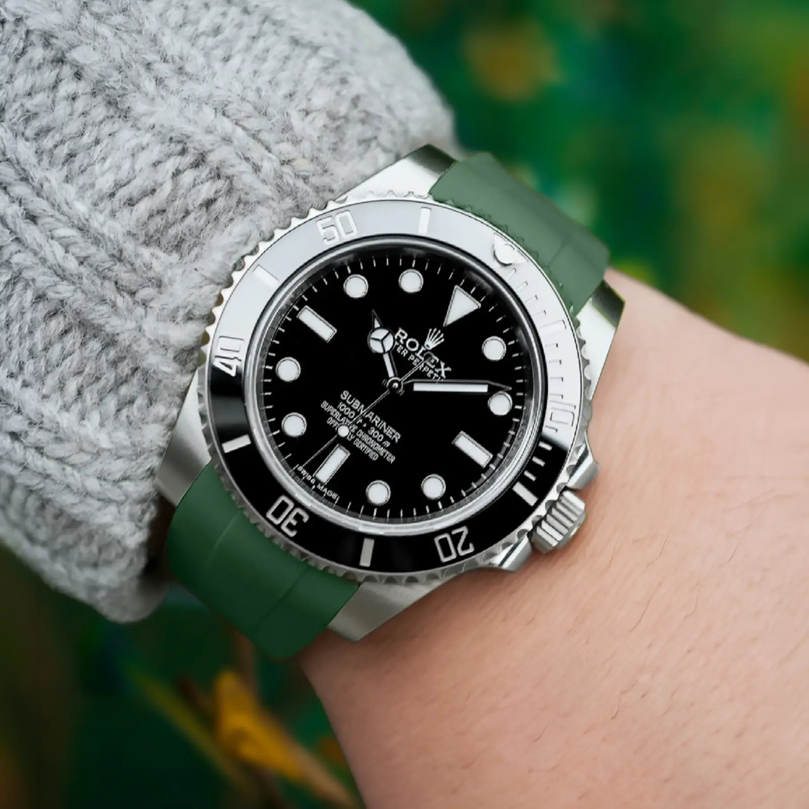 FKM Gummiarmband für Rolex Submariner 40 (GWS Schließe Passform) - Grün