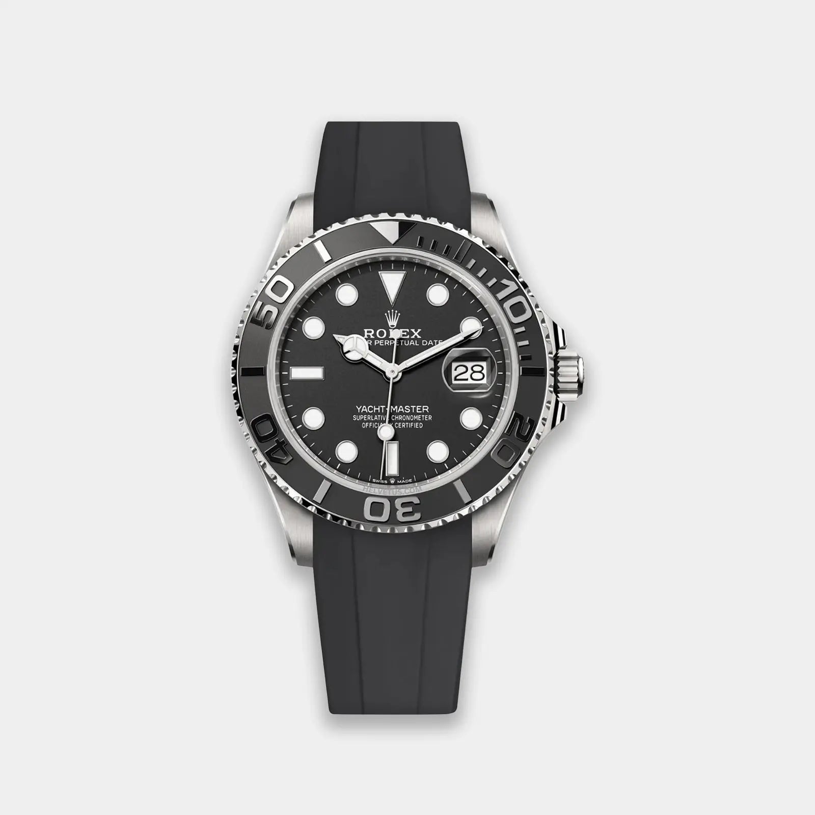 FKM Rubber Strap For Rolex Yacht-Master (Rolex Clasp Fitment) - Black Geneva Watch Straps
