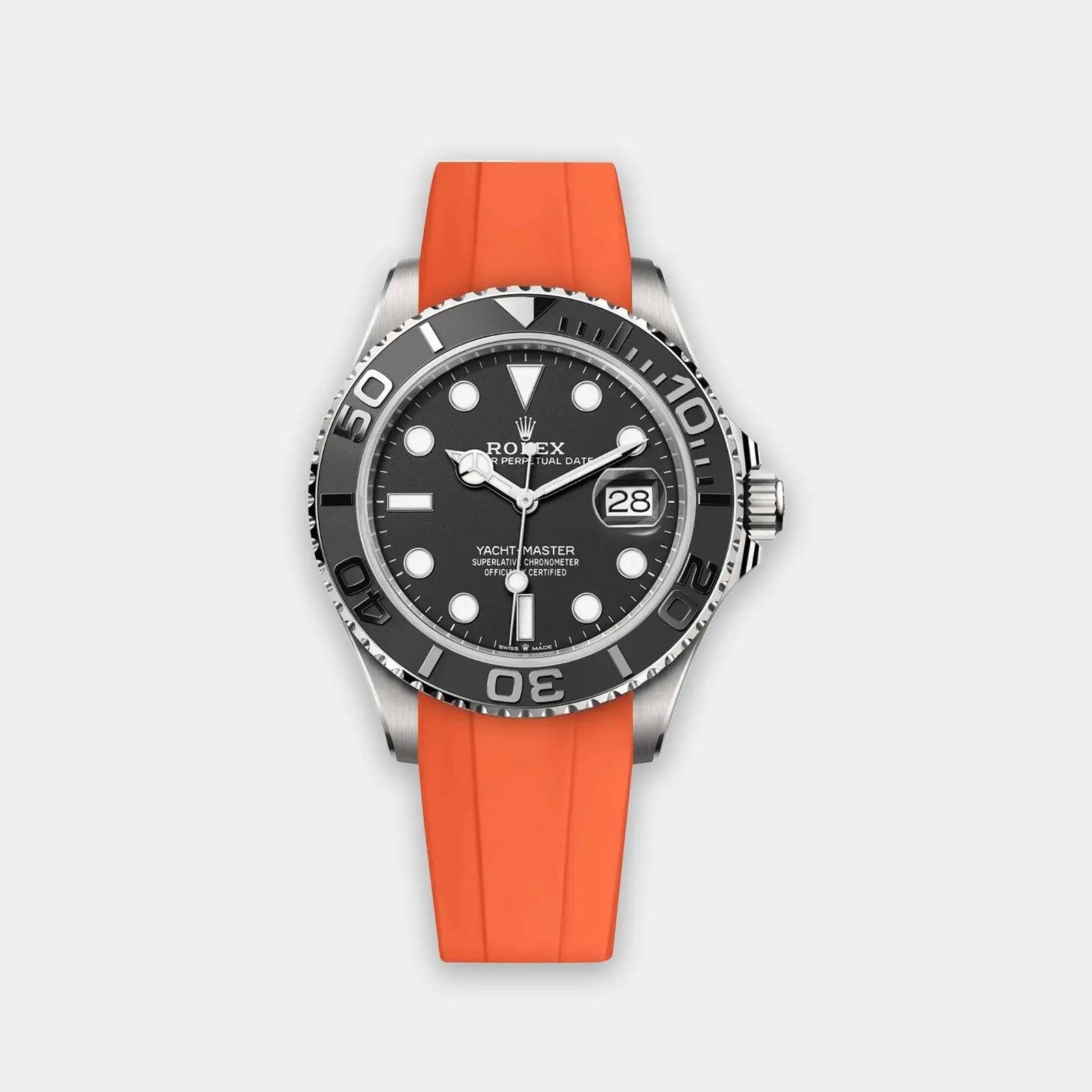 FKM Rubber Strap For Rolex Yacht-Master (Rolex Clasp Fitment) - Orange Geneva Watch Straps