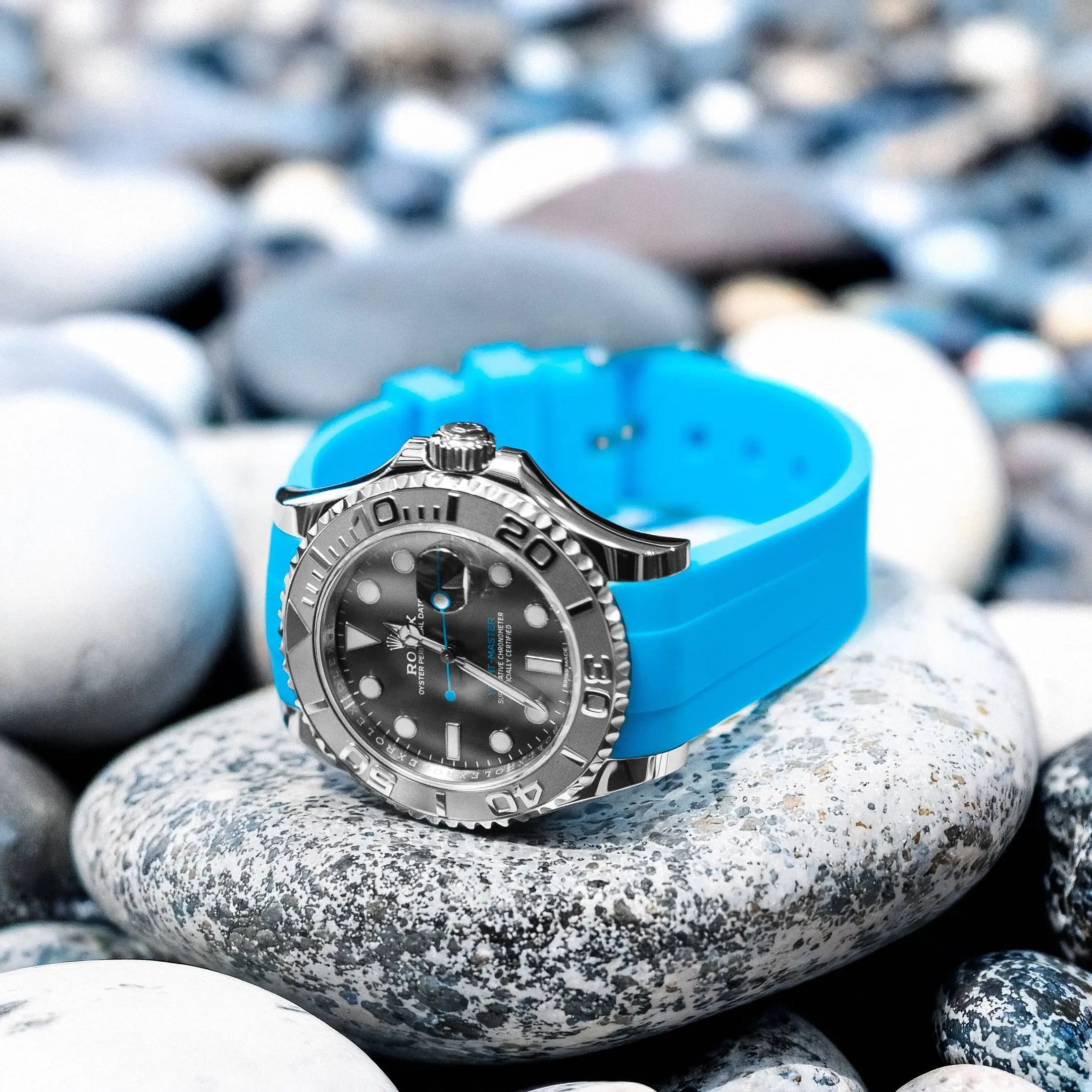 FKM Rubber Strap For Rolex Yacht-Master (GWS Buckle Fitment) - Miami Blue
