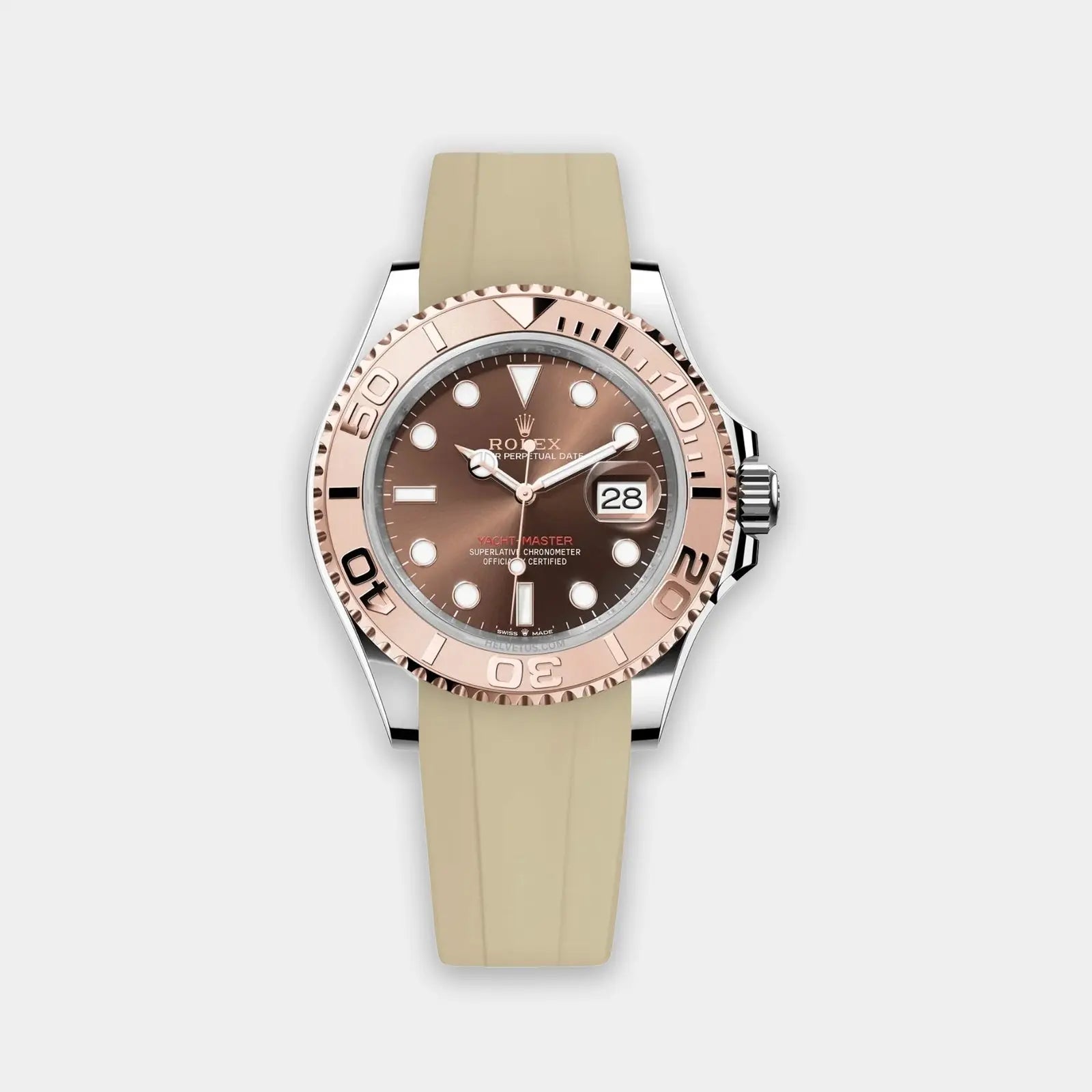 Rubber Strap For Rolex Yacht-Master (Rolex Clasp Fitment) - Beige Geneva Watch Straps