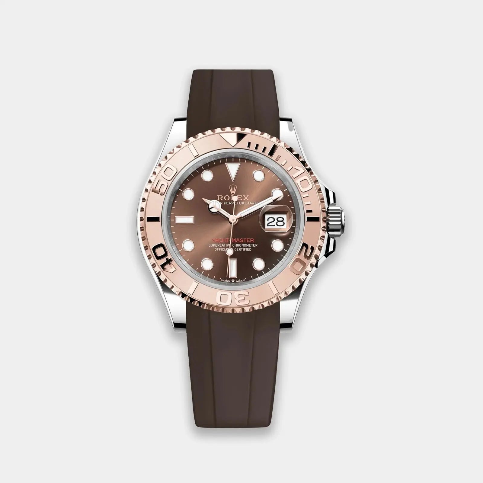 Rubber Strap For Rolex Yacht-Master (Rolex Clasp Fitment) - Brown Geneva Watch Straps