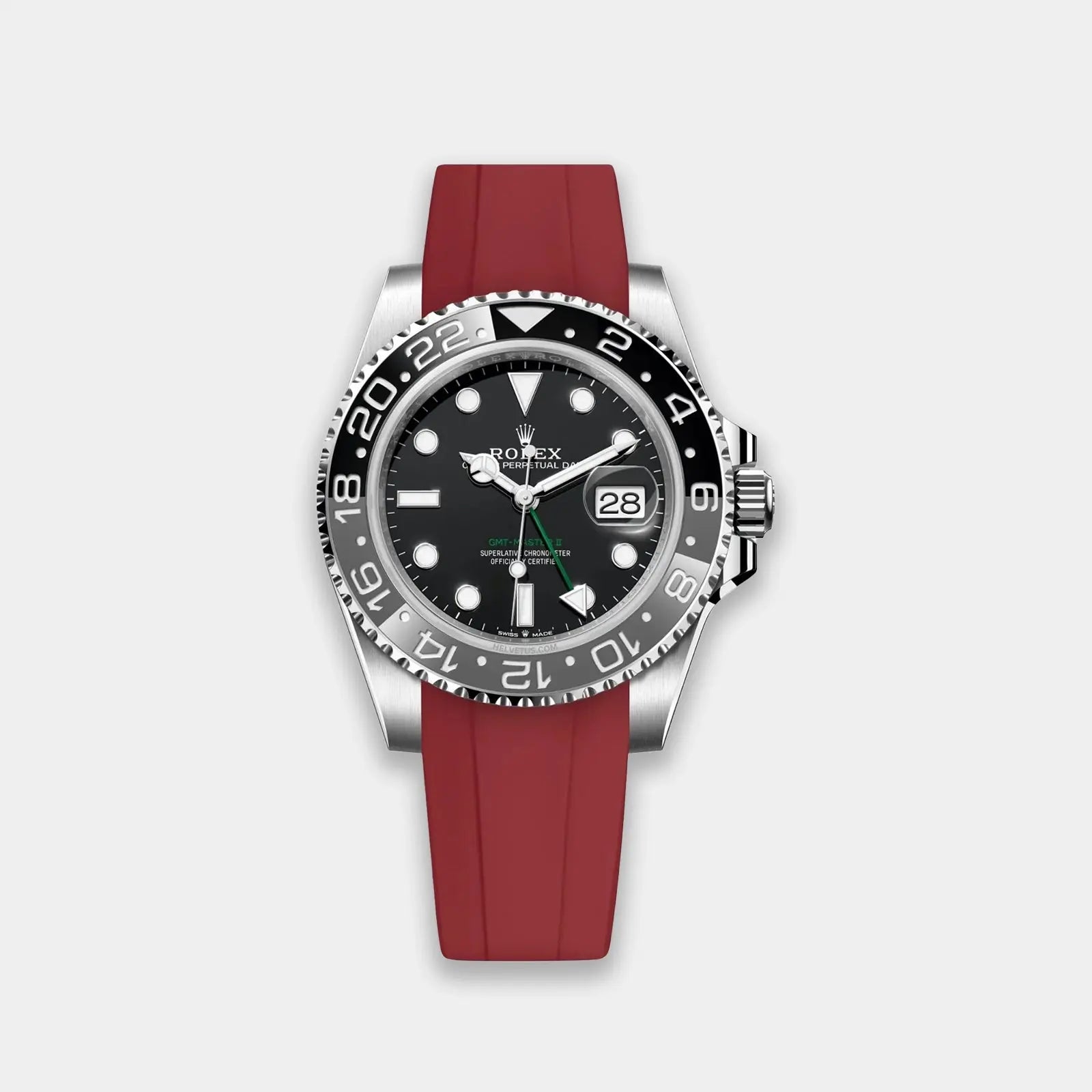 Rubber Strap For Rolex Yacht-Master (Rolex Clasp Fitment) - Burgundy Geneva Watch Straps
