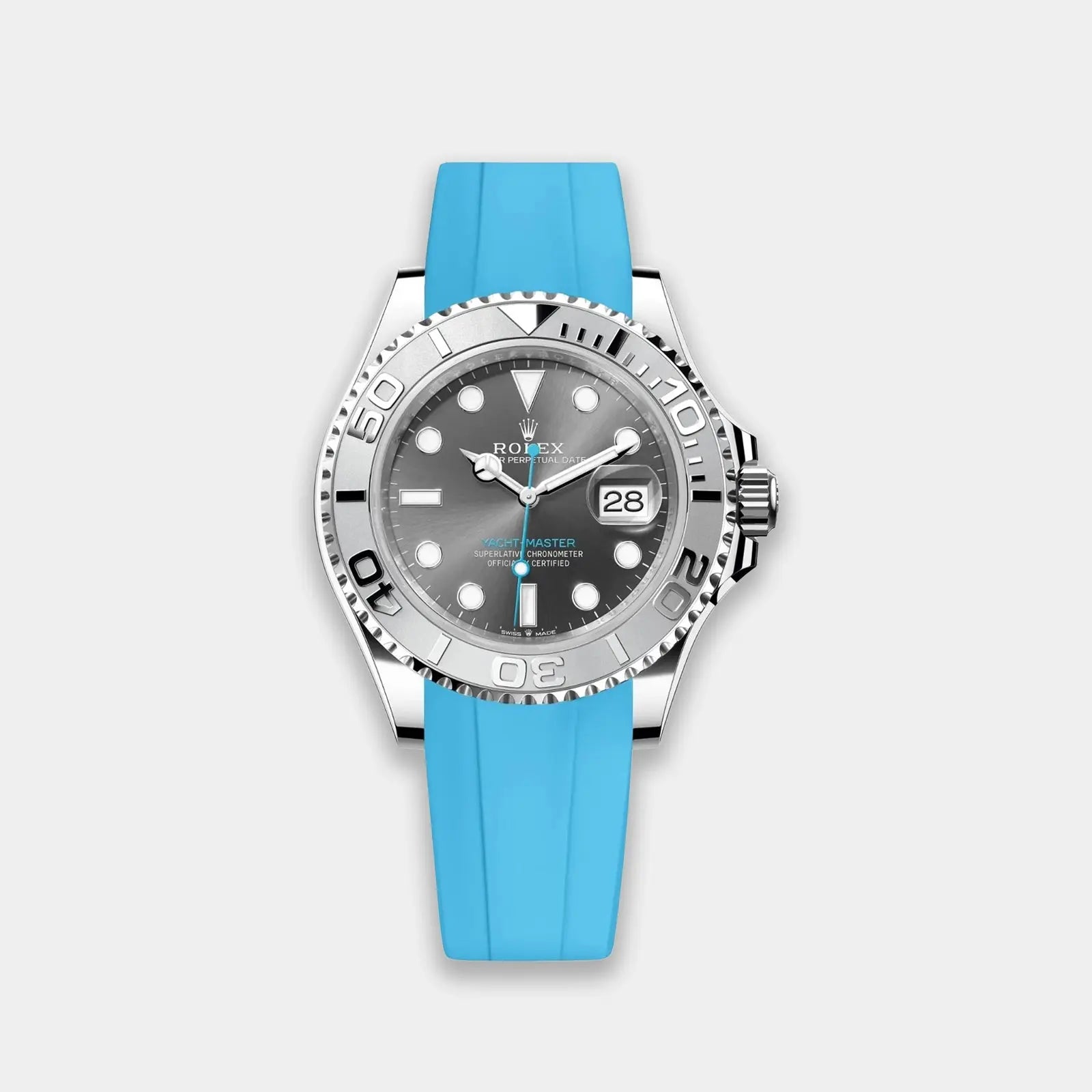 Rubber Strap For Rolex Yacht-Master (Rolex Clasp Fitment) - Miami Blue Geneva Watch Straps