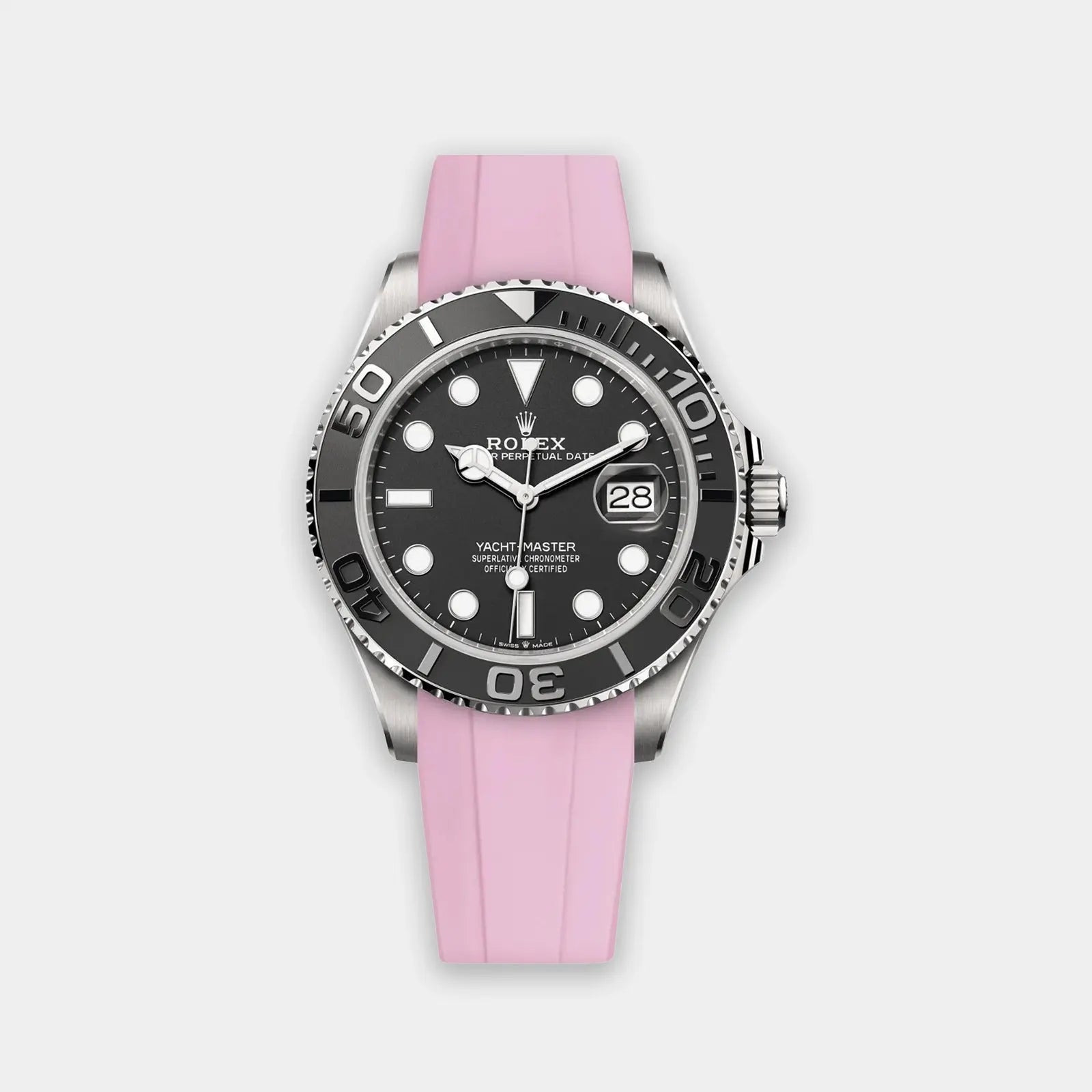 Rubber Strap For Rolex Yacht-Master (Rolex Clasp Fitment) - Pink Geneva Watch Straps
