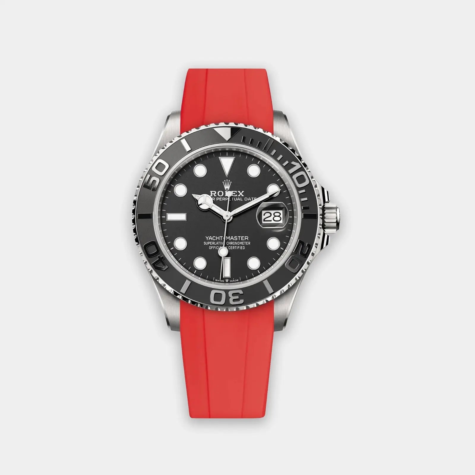 Rubber Strap For Rolex Yacht-Master (Rolex Clasp Fitment) - Red Geneva Watch Straps