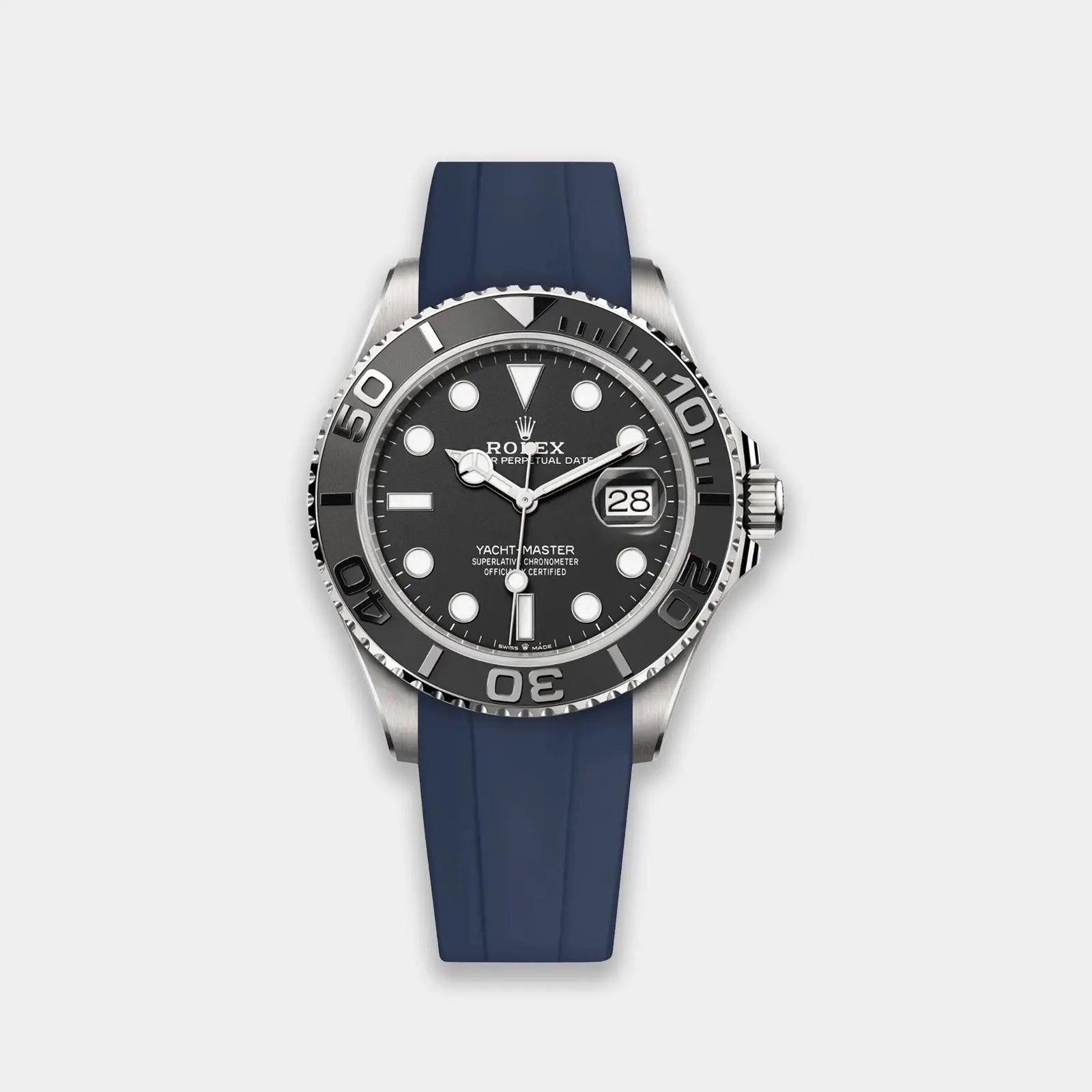 FKM Rubber Strap For Rolex Yacht-Master (GWS Buckle Fitment) - Navy Blue Geneva Watch Straps